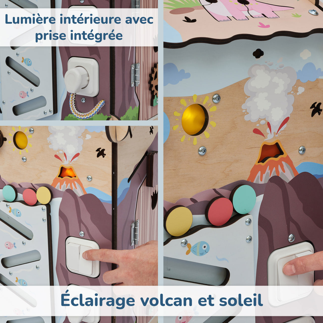 Busy board Maisonnette éducative DINO équipé d'un éclairage