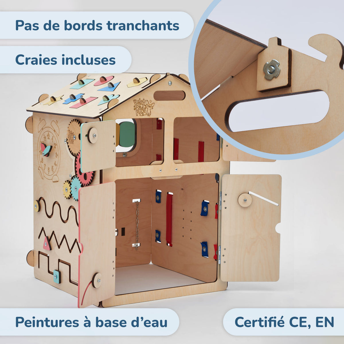 Busy board Maisonnette éducative en bois - natura