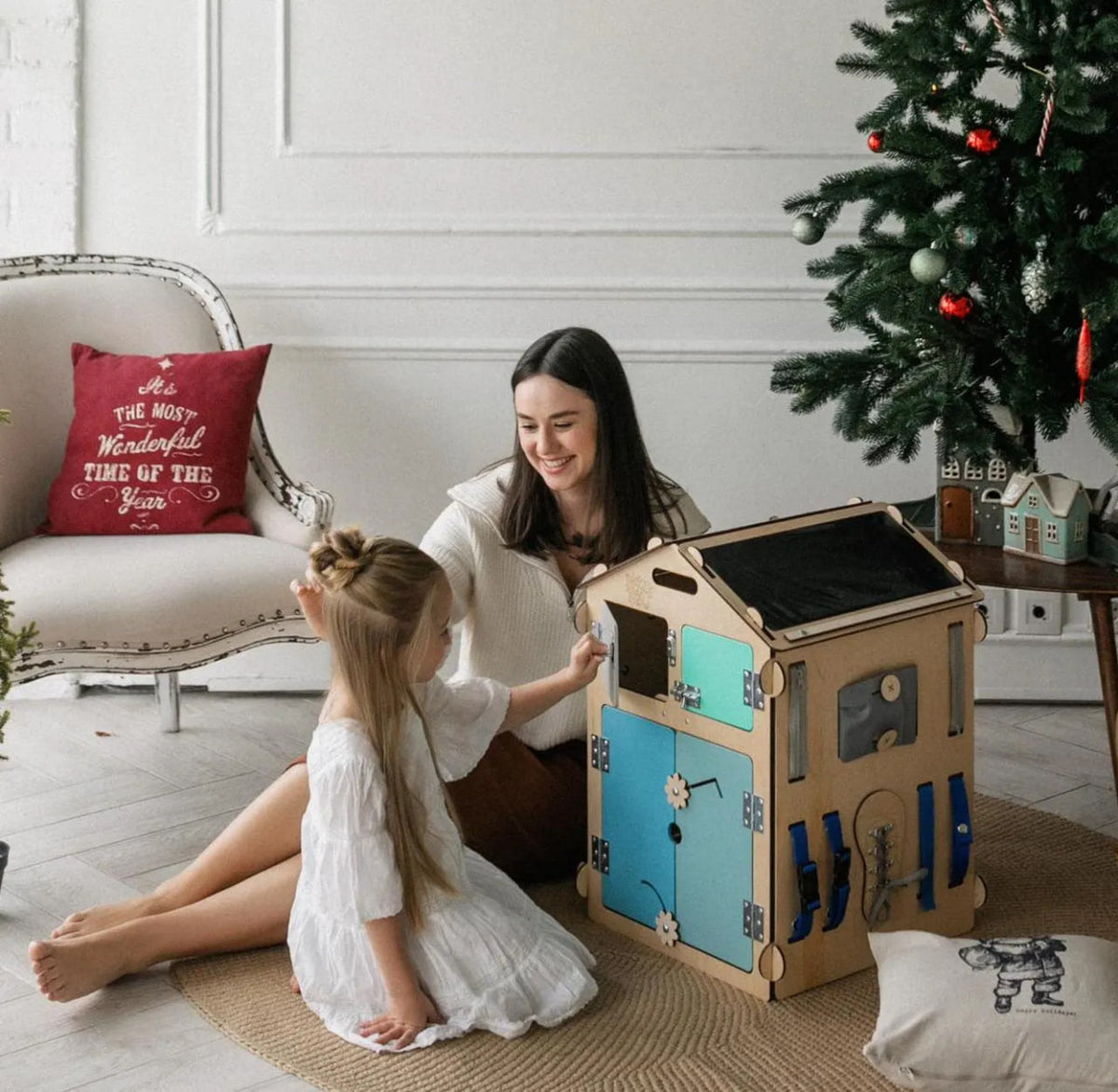 Ensemble - Busy board maisonnette natura et cube interactif