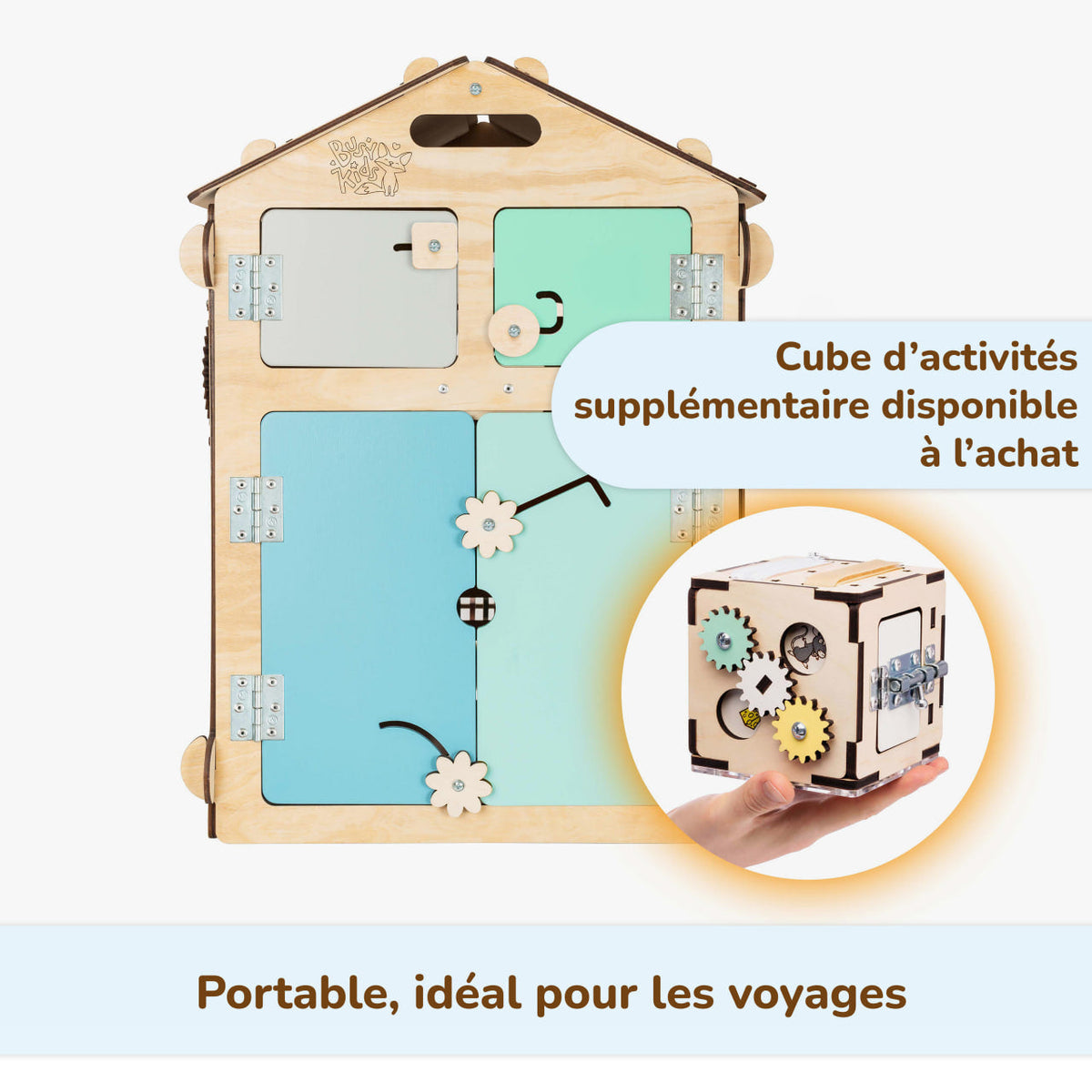 Ensemble - Busy board maisonnette natura et cube interactif