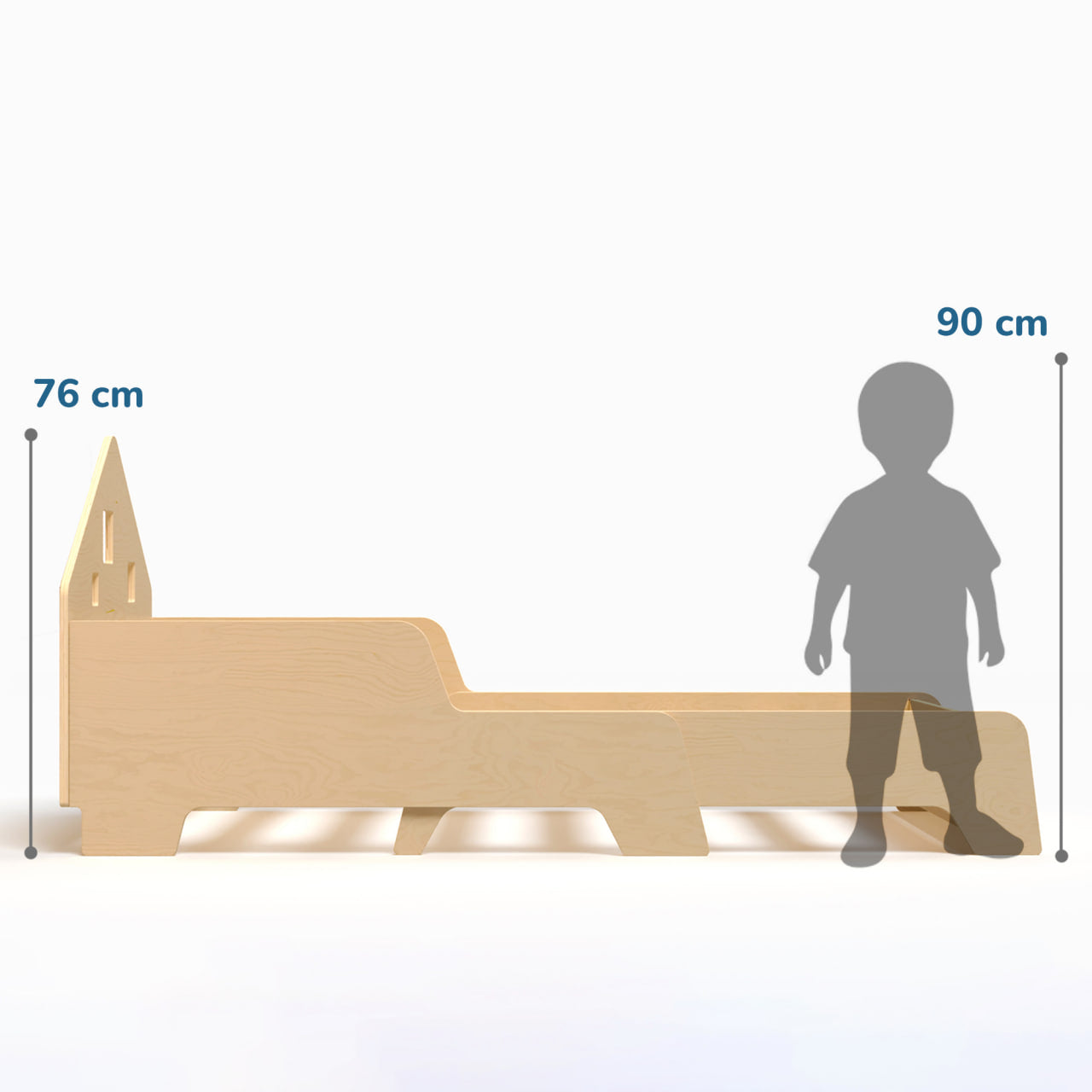 Lit extensible en forme de maison avec éclairage LED