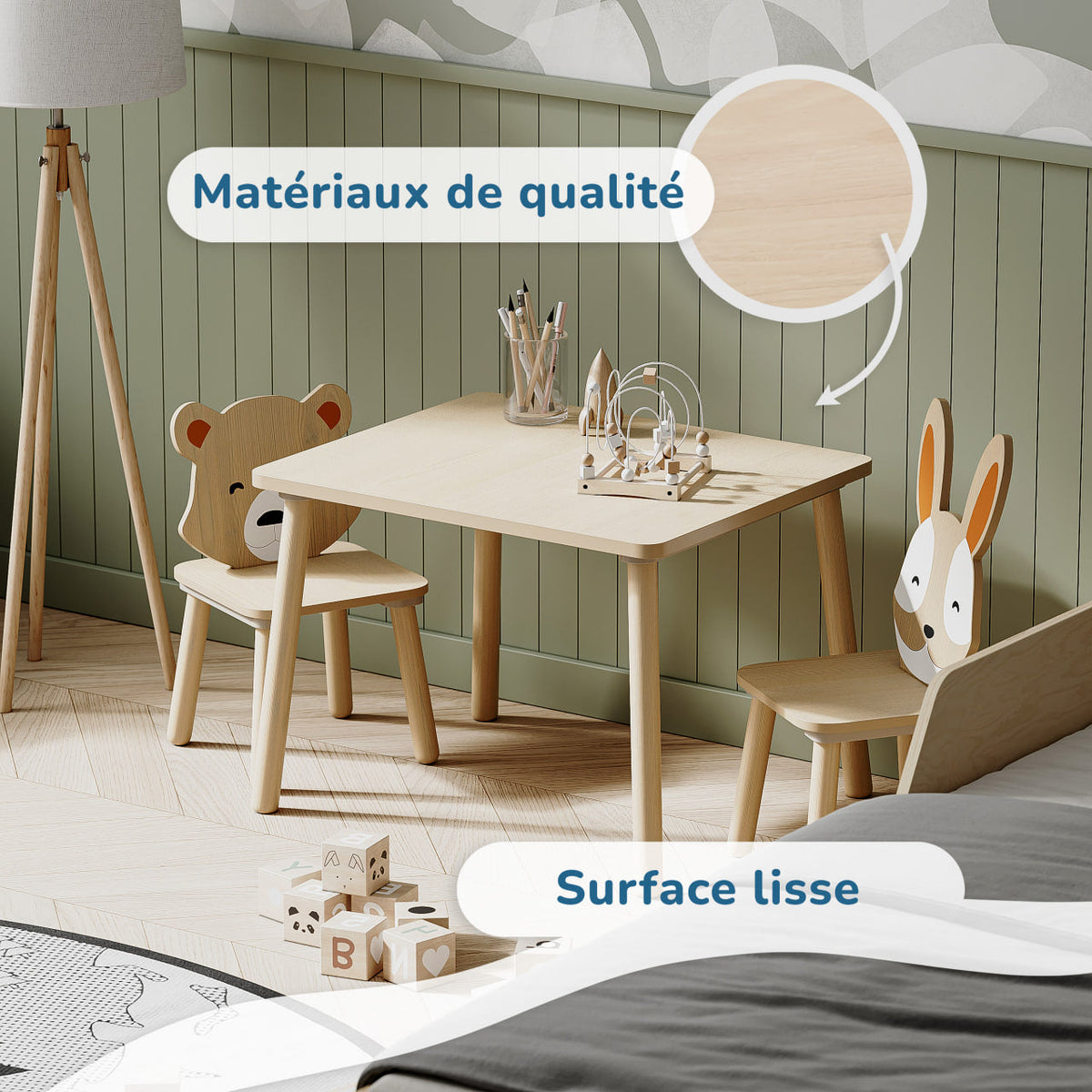 Ensemble de Deux Chaises et une Table Compacte
