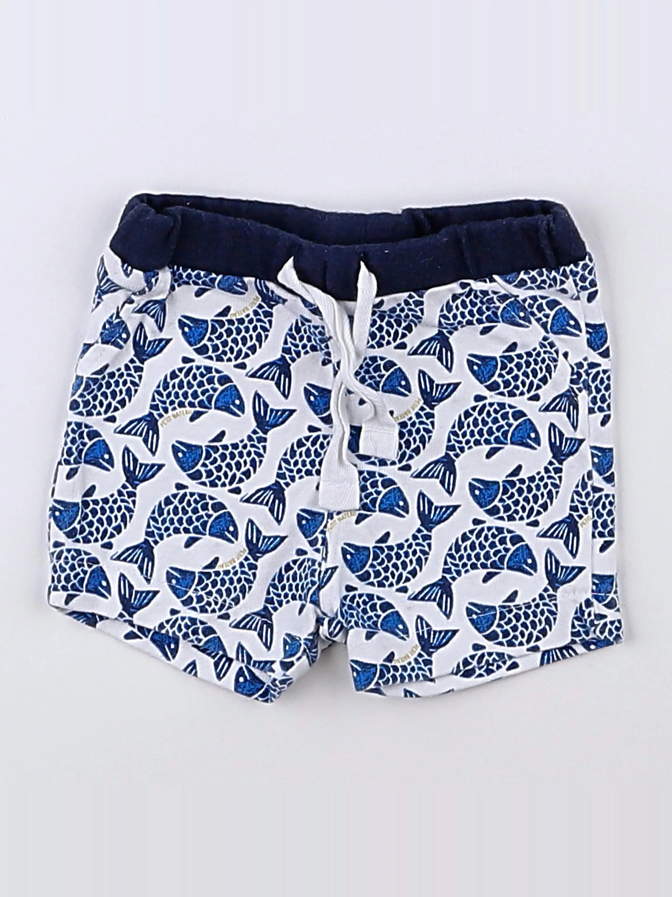 Petit Bateau - short bleu, blanc - 3 mois