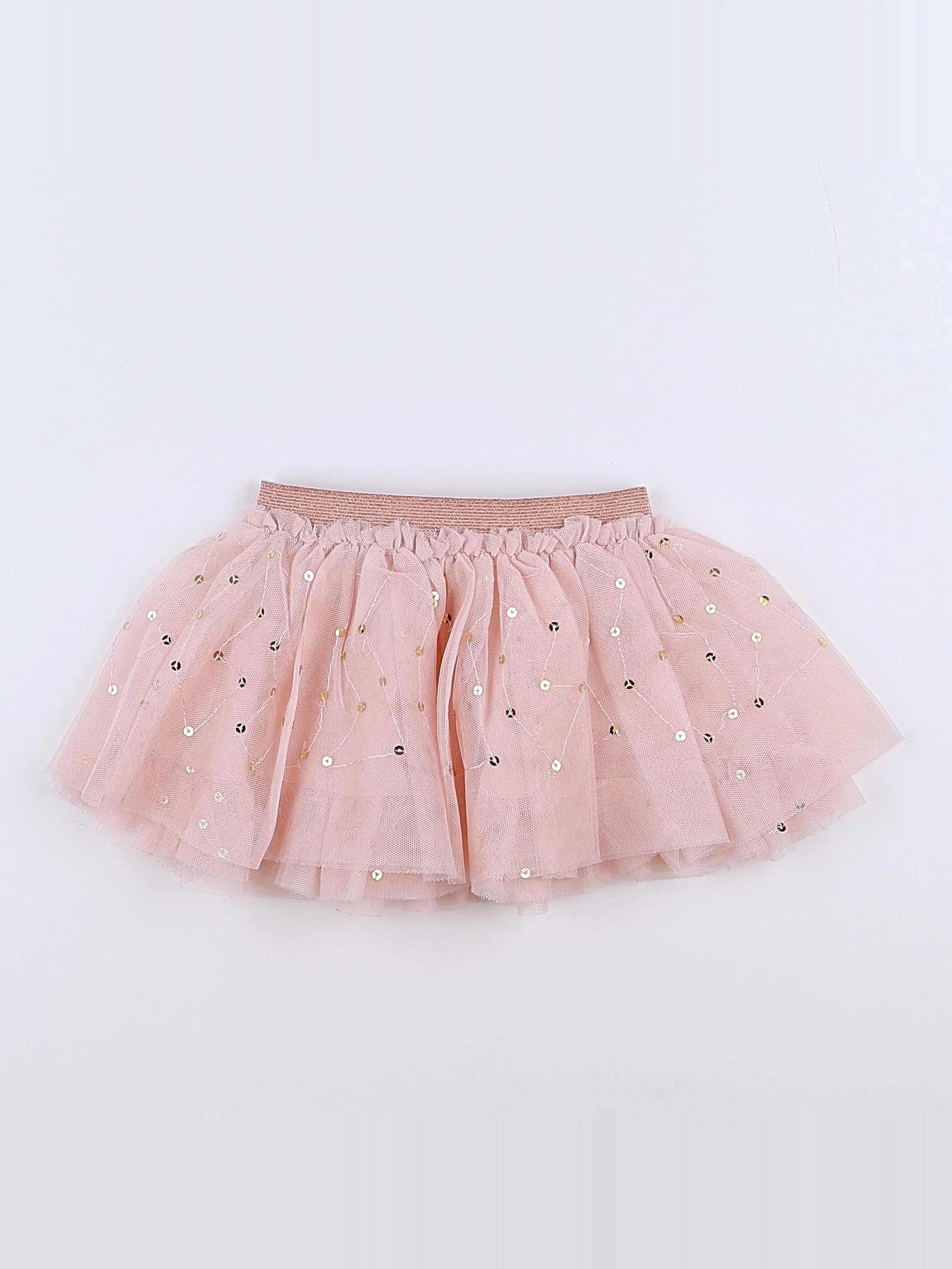 Vertbaudet - jupe rose, or - 9 mois