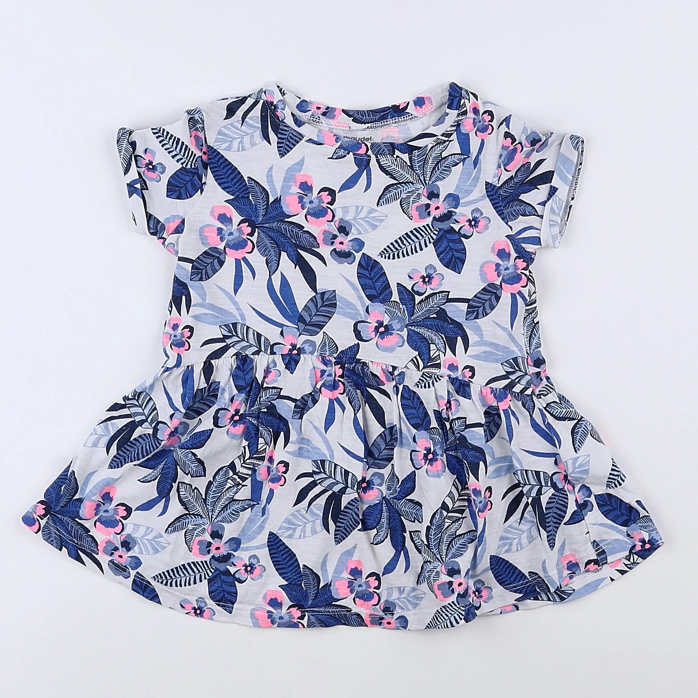Vertbaudet - robe blanc, bleu - 2 ans
