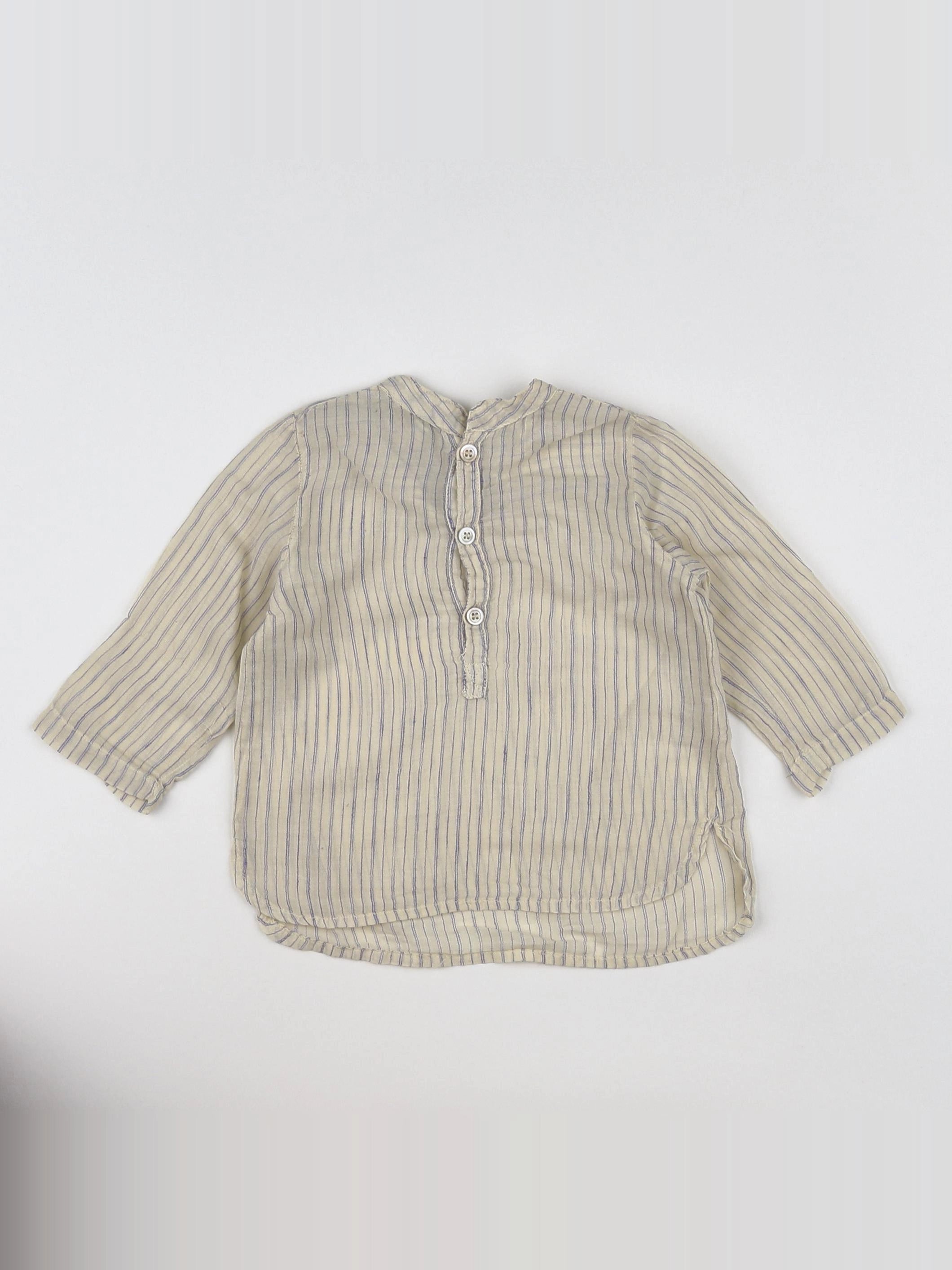 Bonton - chemise beige, bleu - 6 mois