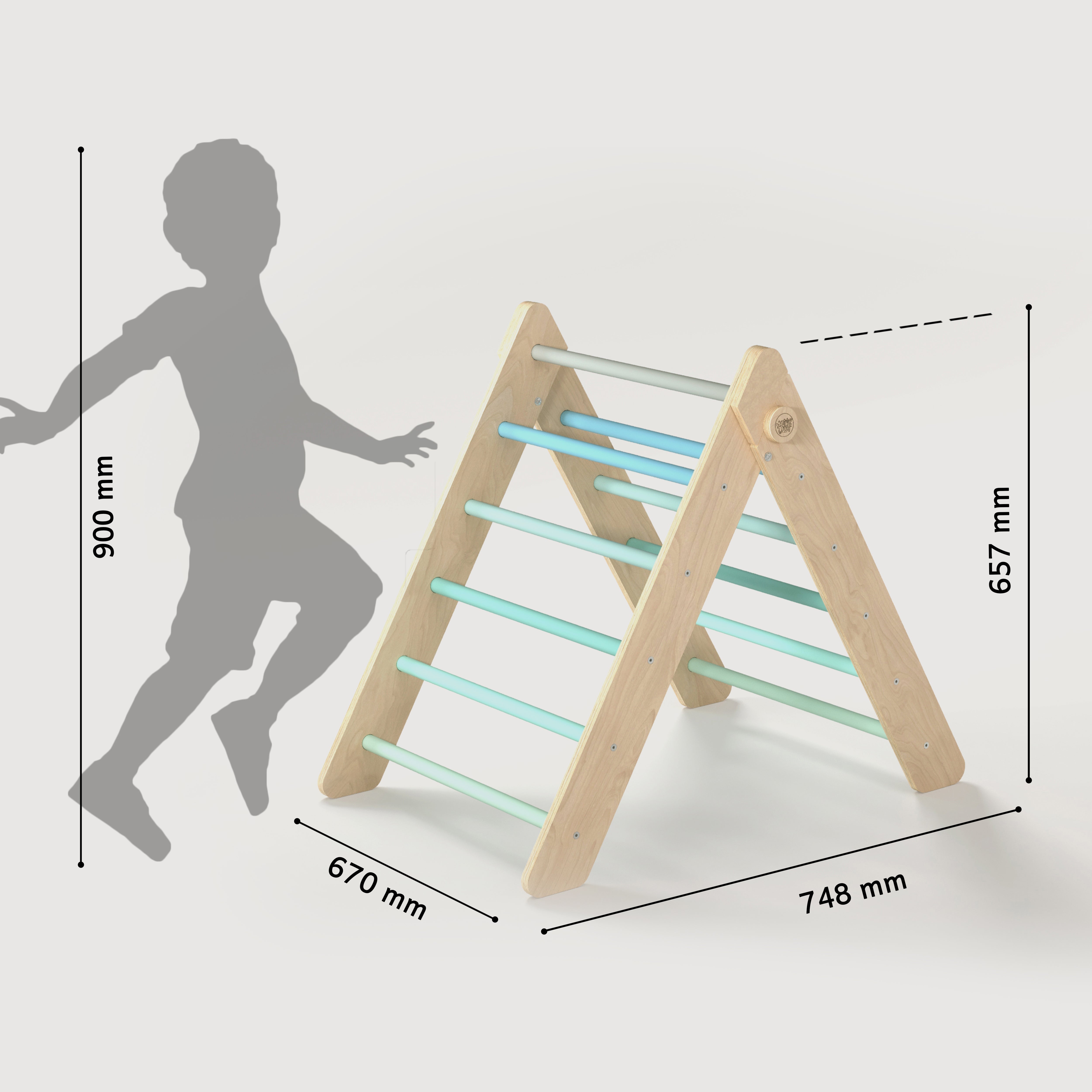 Ensemble - Triangle de Pikler + un grand toboggan à double face + bascule d’équilibre