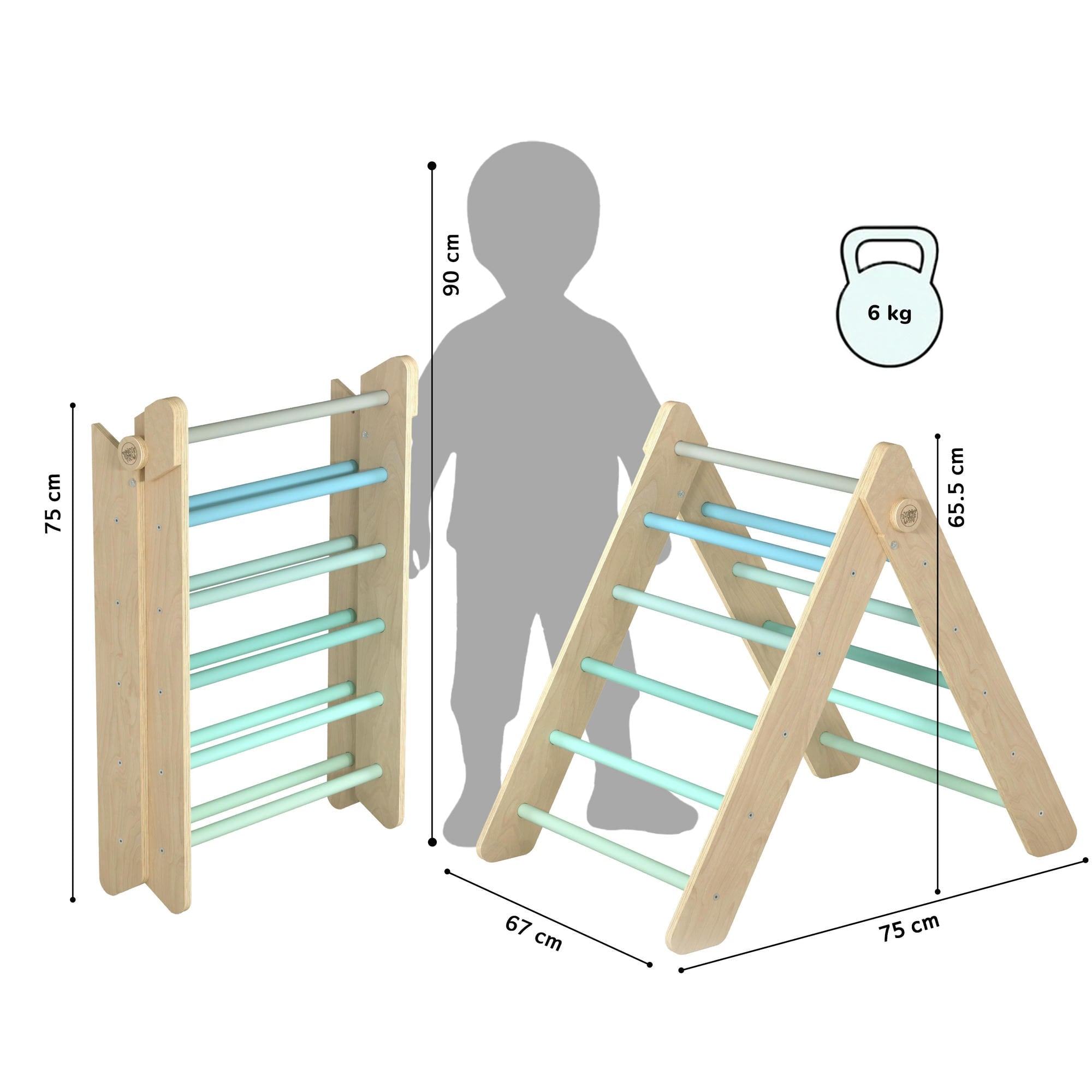 Ensemble - Triangle de Pikler et un grand toboggan à double face