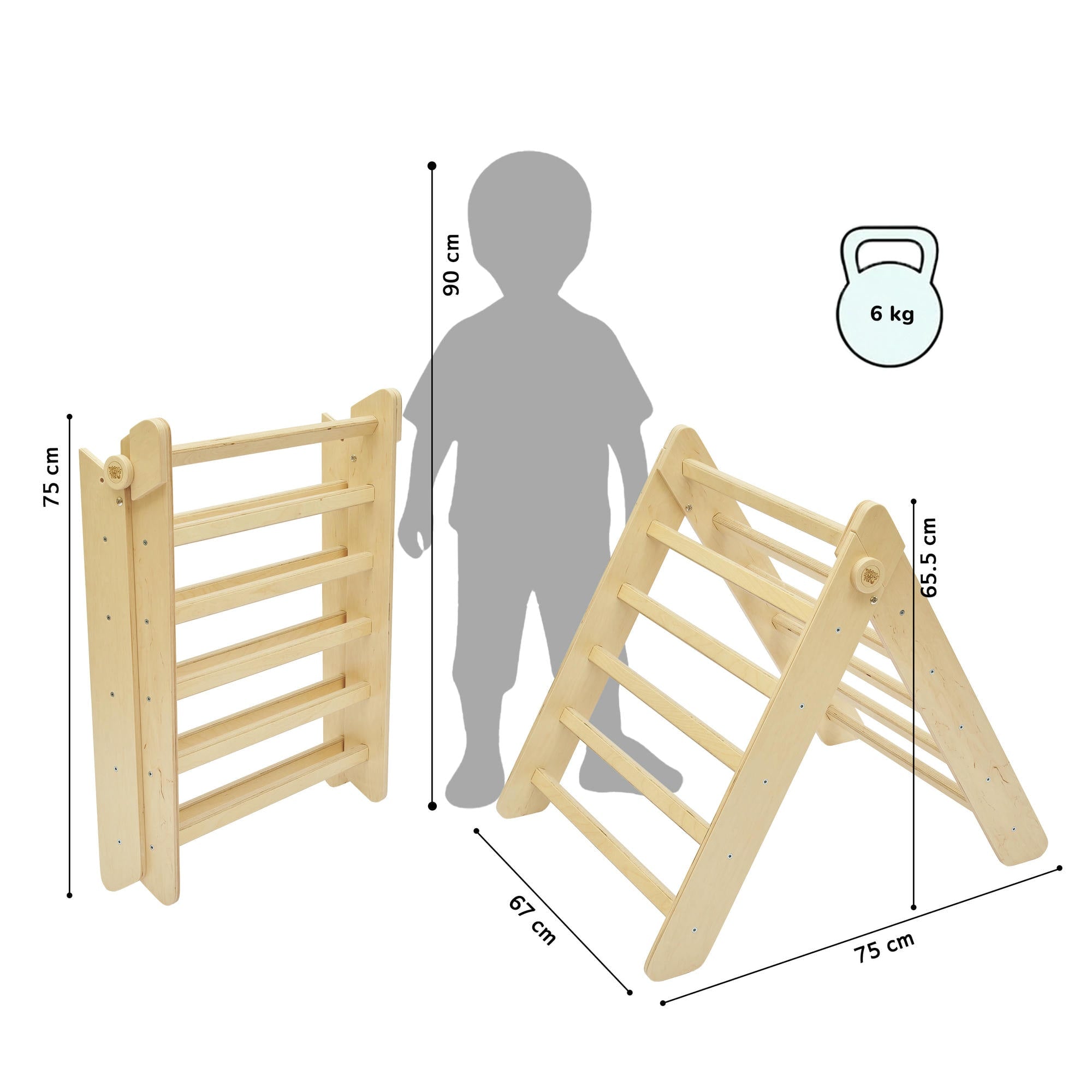 Ensemble - Triangle de Pikler et un grand toboggan à double face