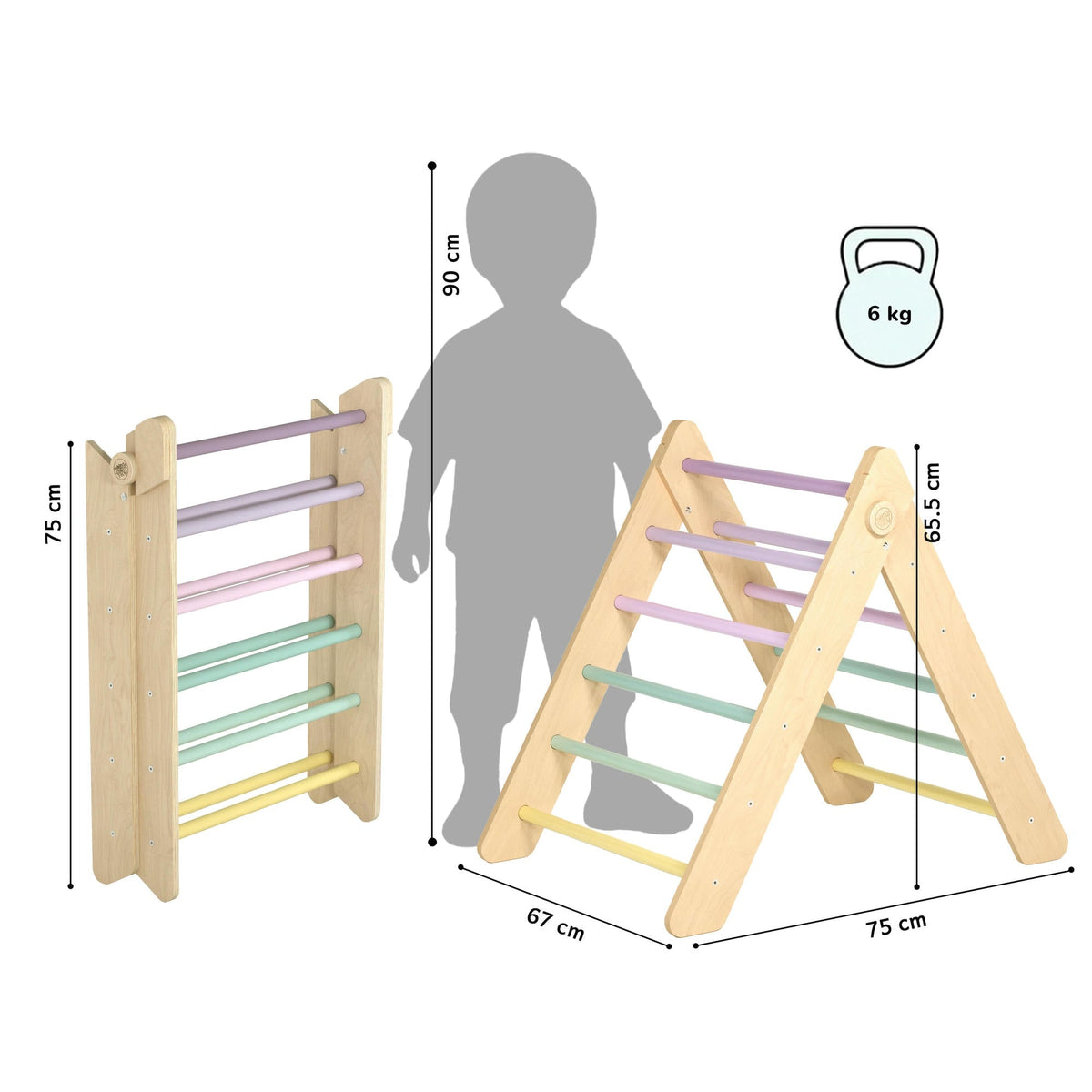 Ensemble - Triangle de Pikler et un grand toboggan à double face
