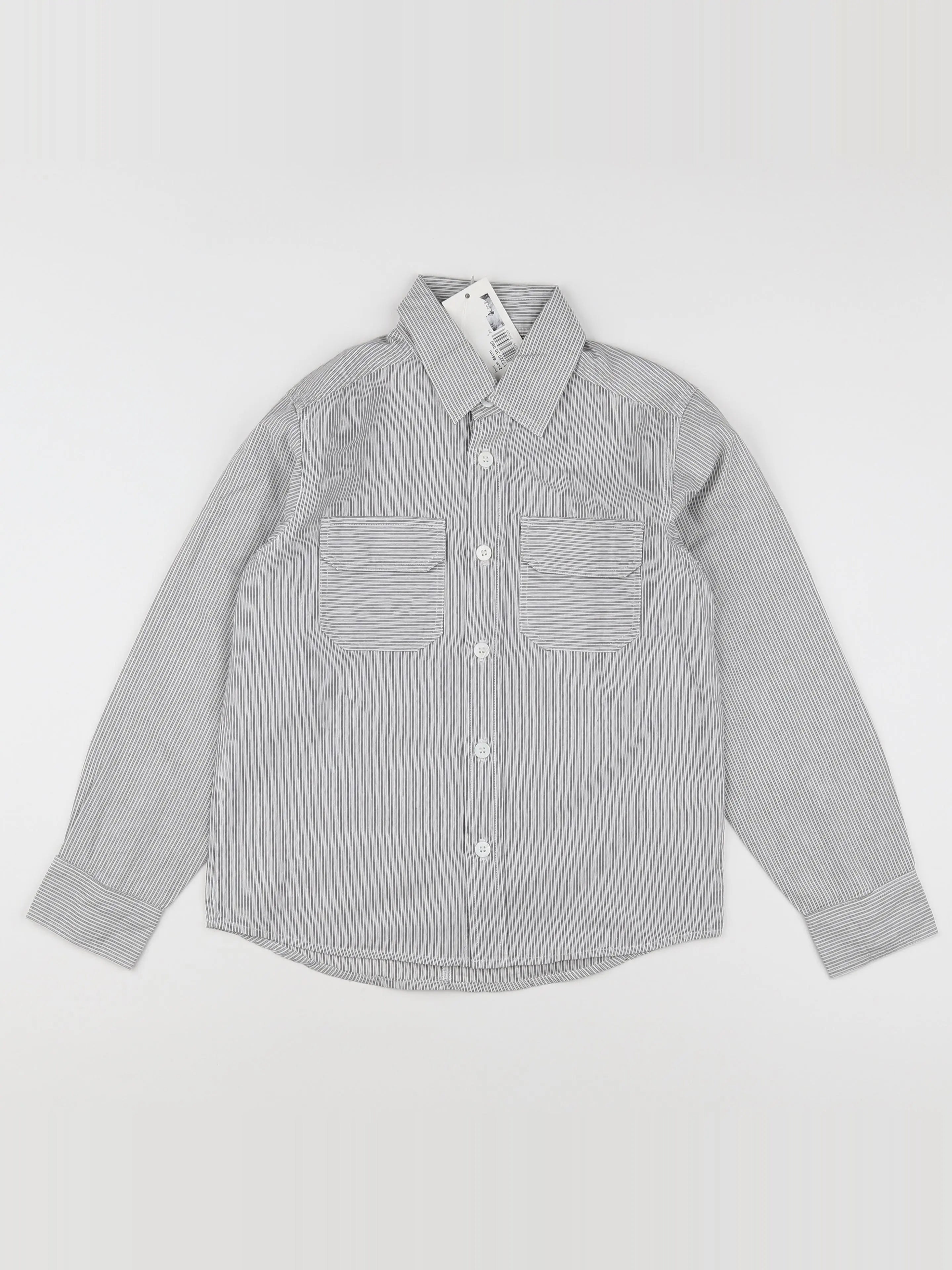 Petit Bateau - chemise blanc, noir (état neuf) - 8 ans