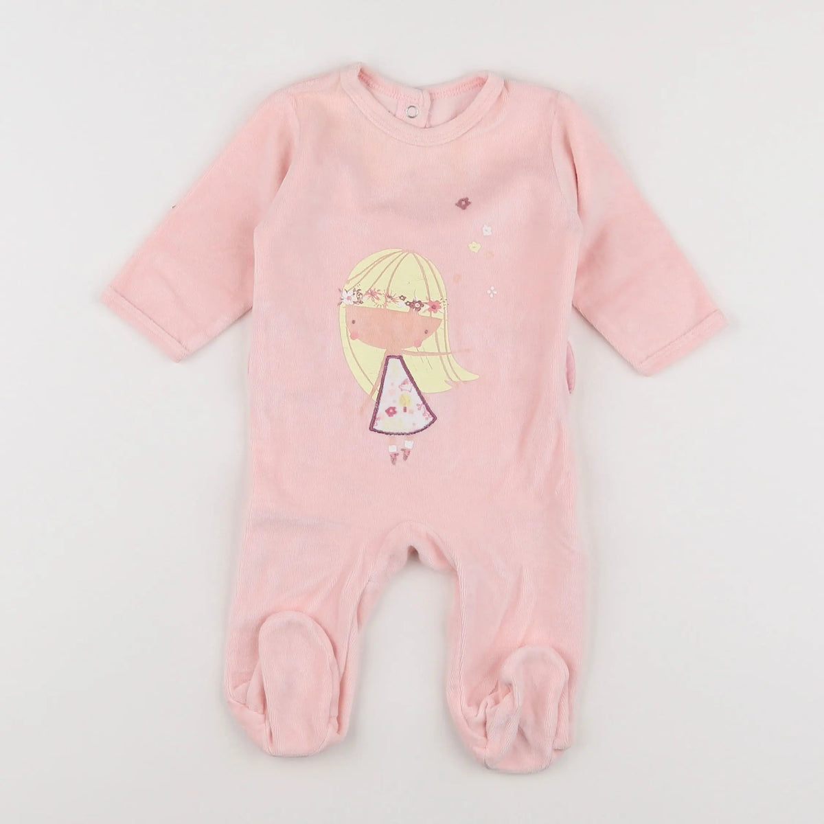 Vertbaudet - pyjama velours rose - 3 mois
