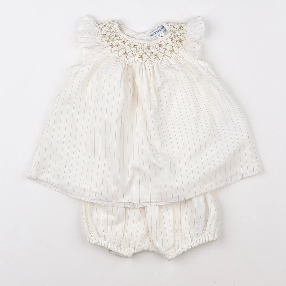Vertbaudet - ensemble blanc, or - 3 mois