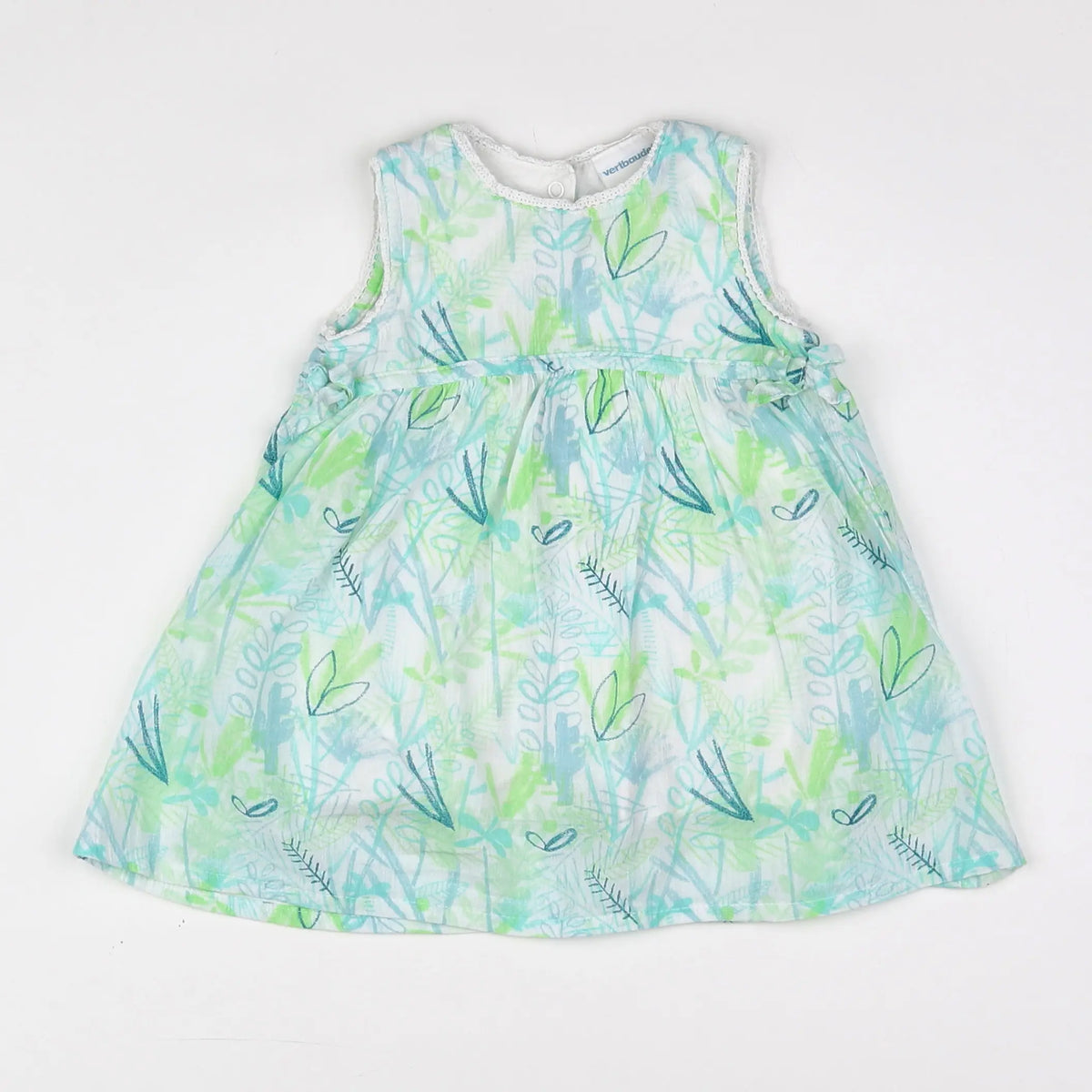 Vertbaudet - robe blanc, vert - 6 mois