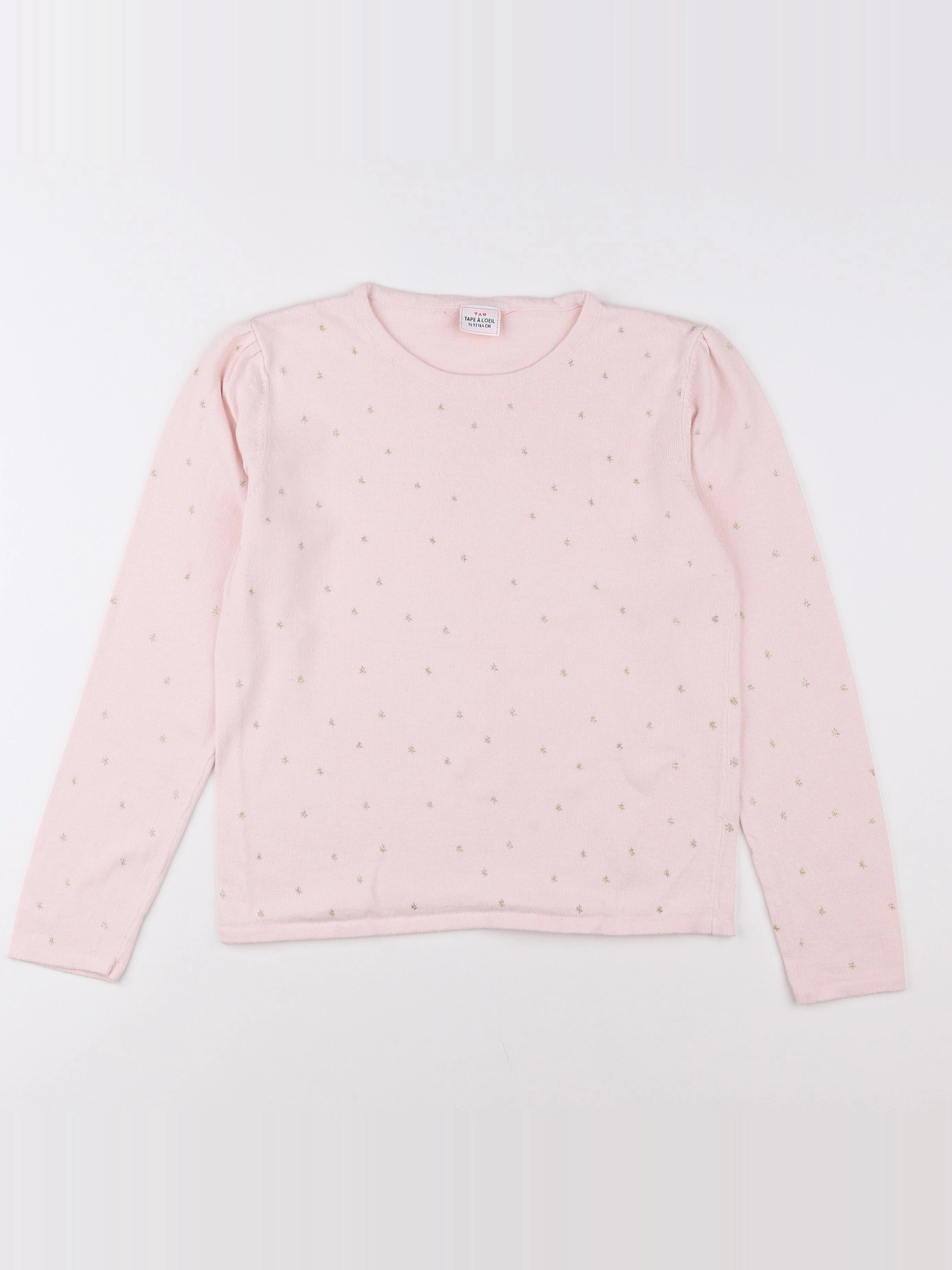 Tape à l'oeil - pull rose, or - 14 ans