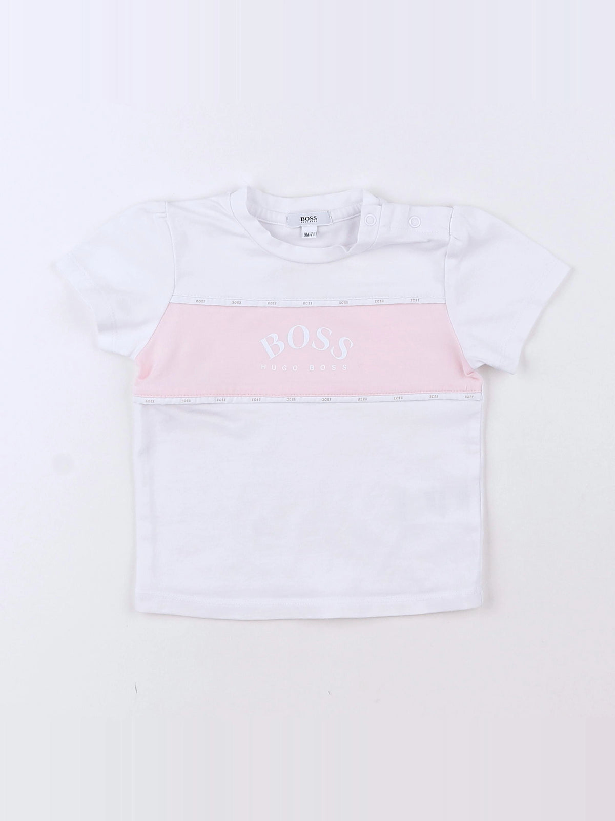 Hugo Boss - tee-shirt blanc, rose - 9 mois