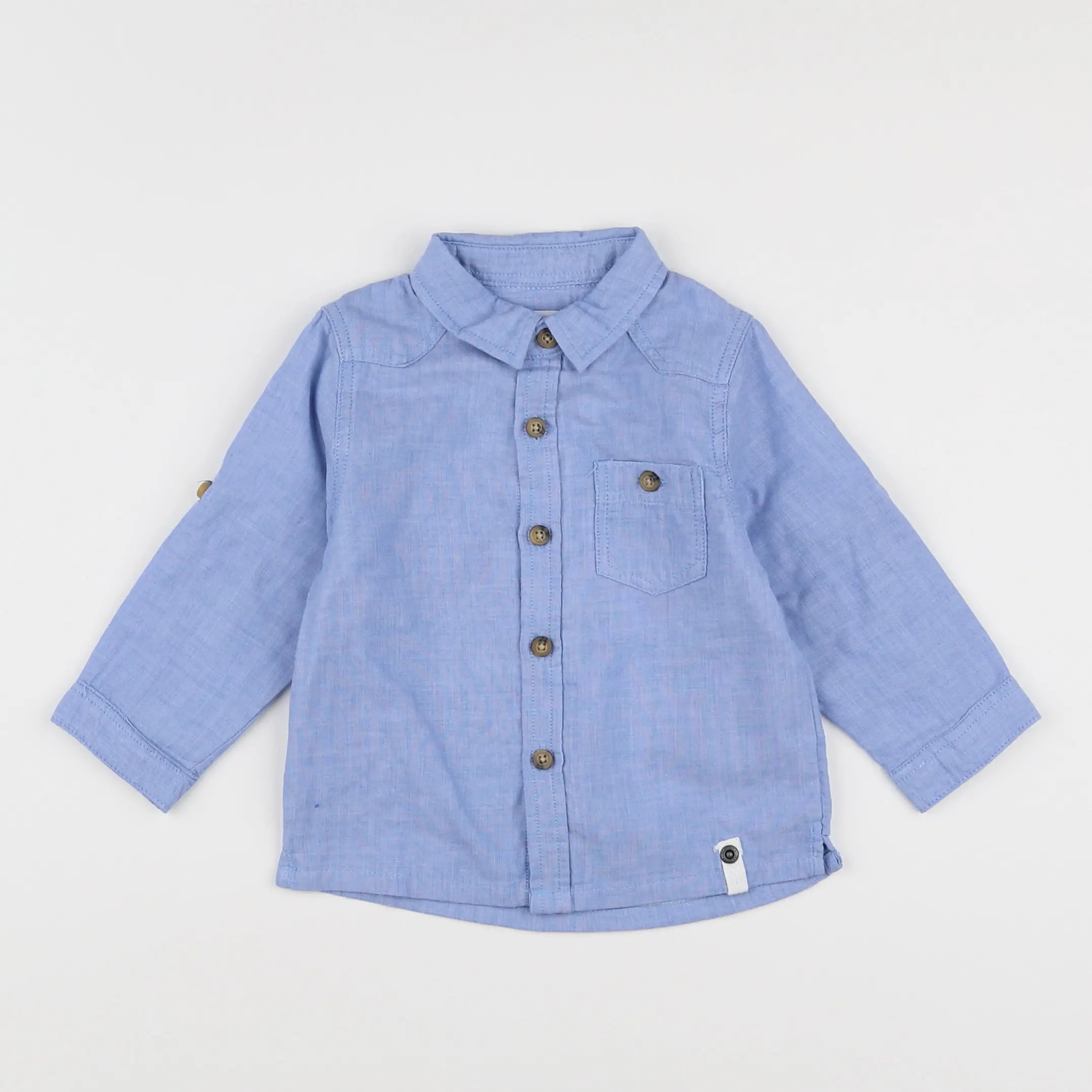Vertbaudet - chemise bleu - 9 mois
