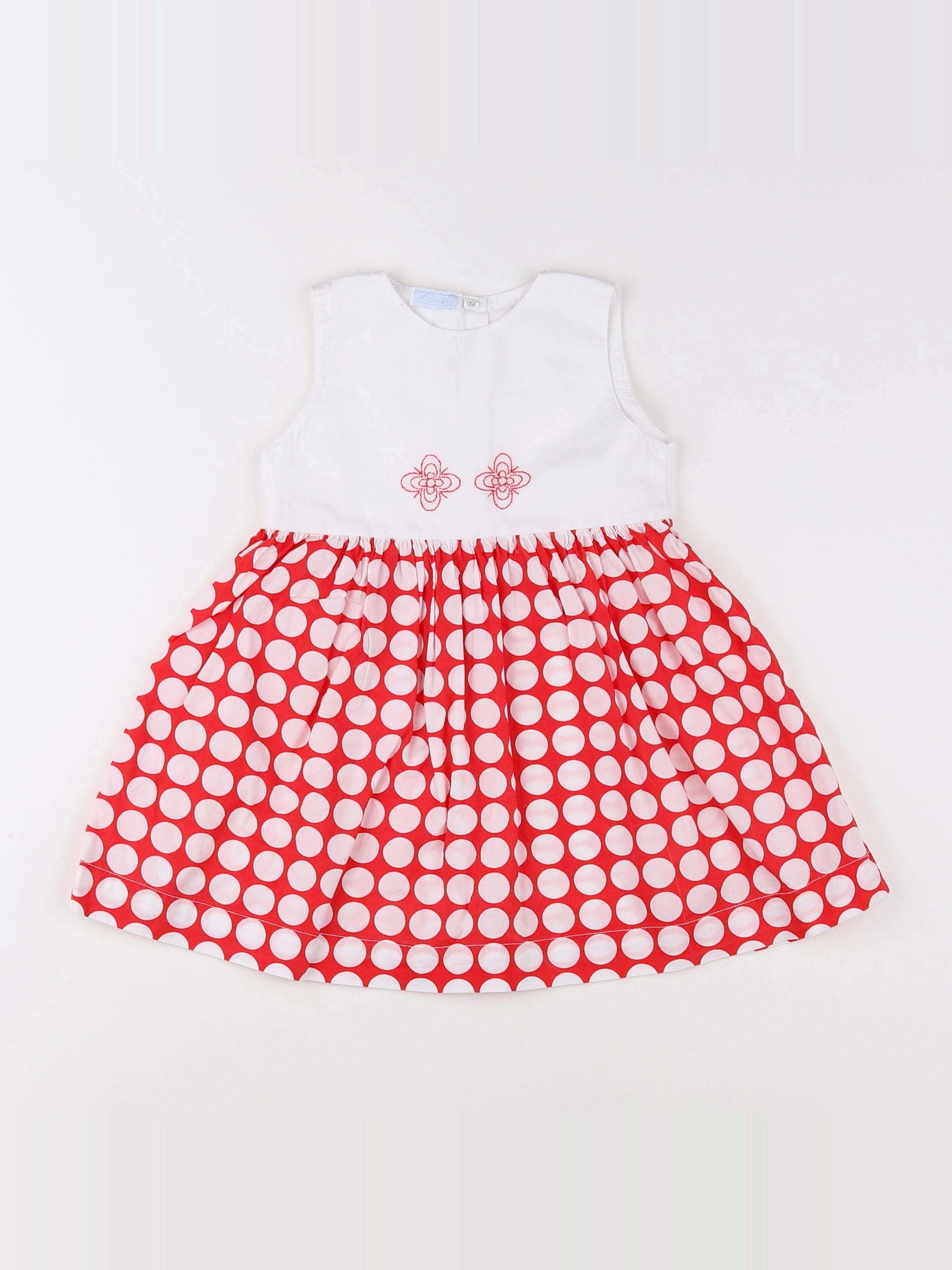 Acanthe - robe blanc, rouge - 18 mois