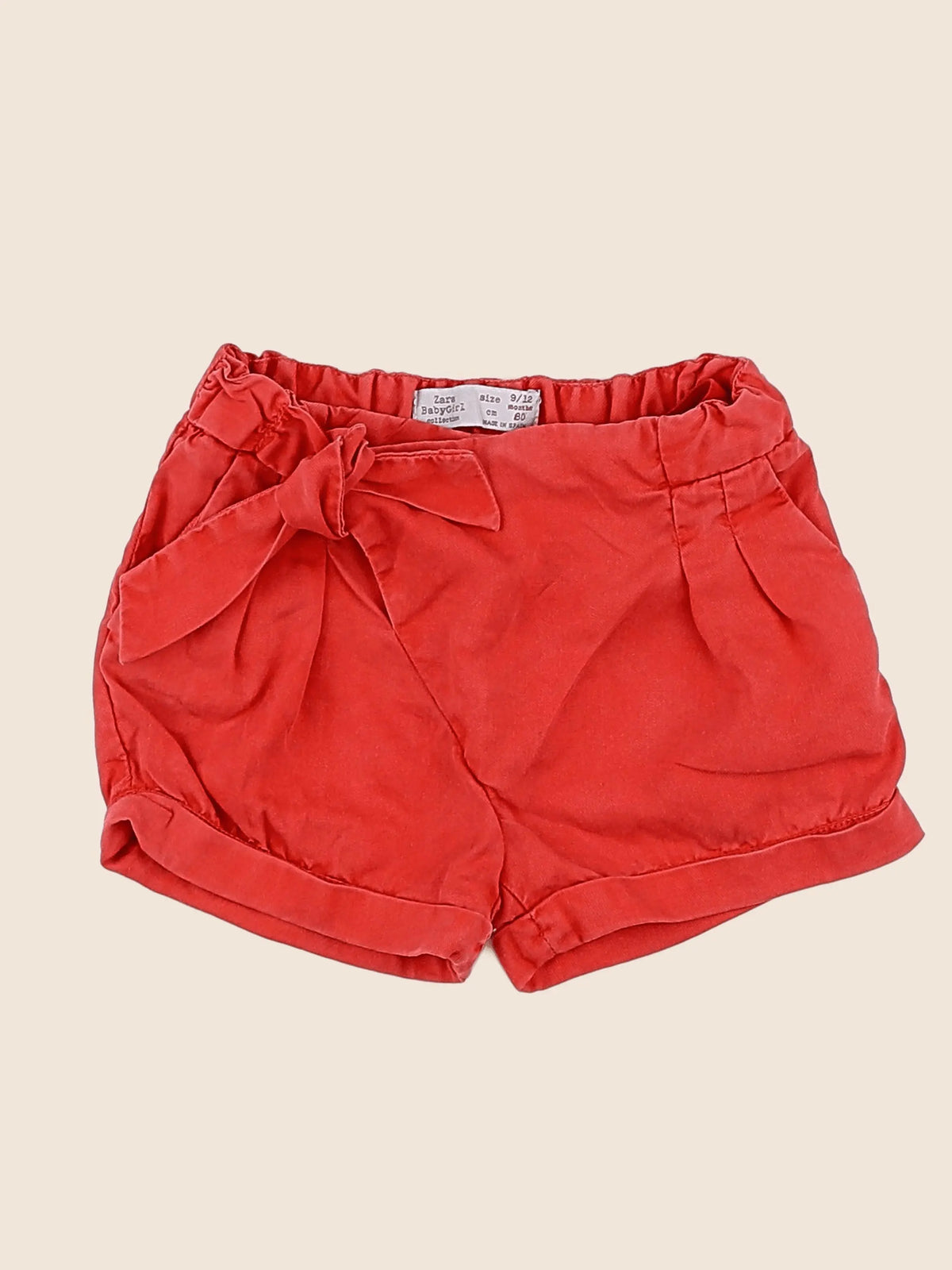 Zara - short rouge - 9/12 mois