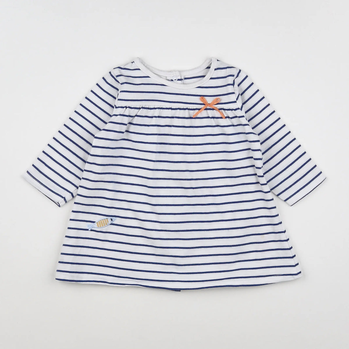 Vertbaudet - robe bleu, blanc - 6 mois