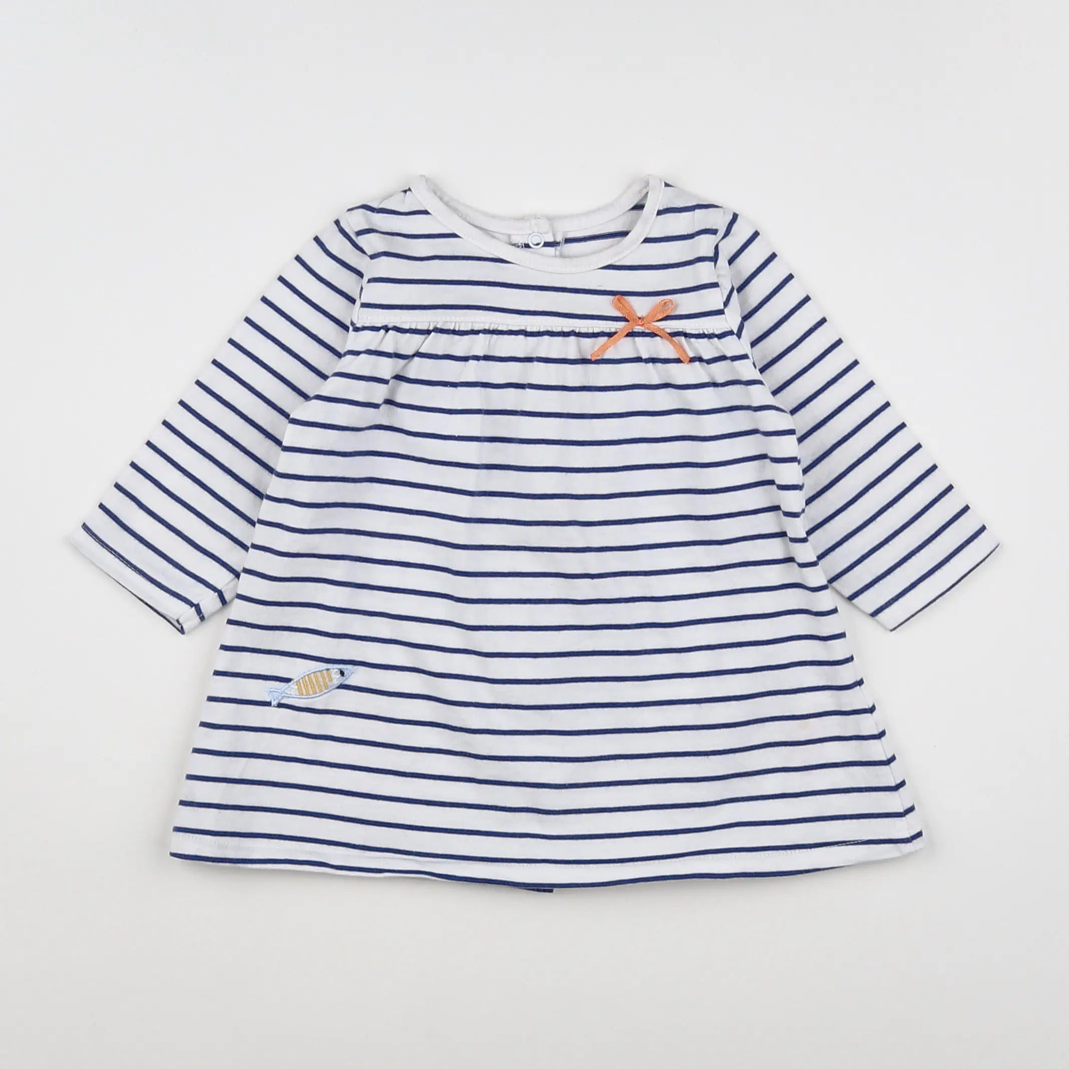 Vertbaudet - robe bleu, blanc - 6 mois