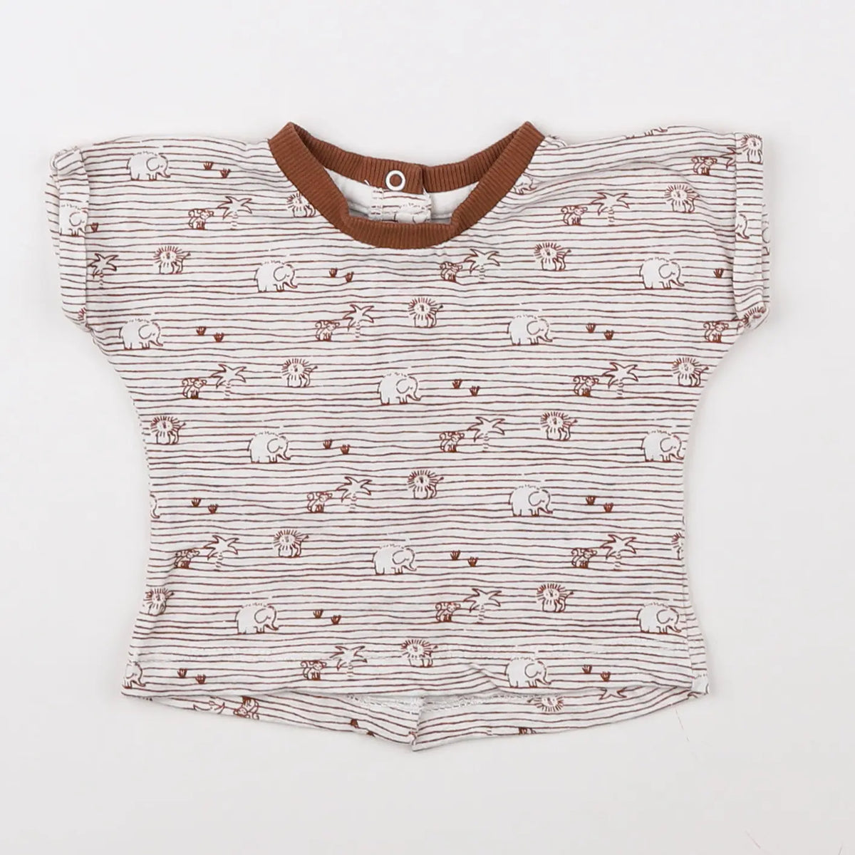 Vertbaudet - tee-shirt blanc, marron - 3 mois
