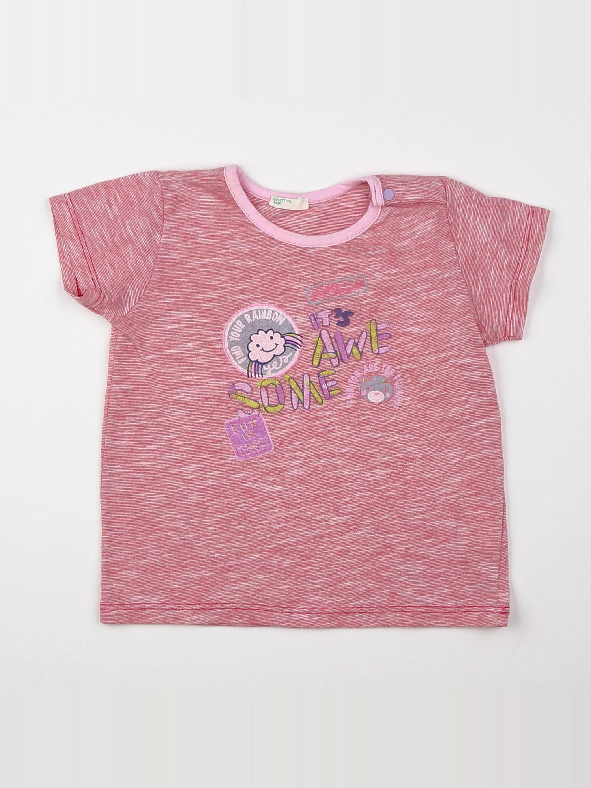 Benetton - tee-shirt rose - 9/12 mois