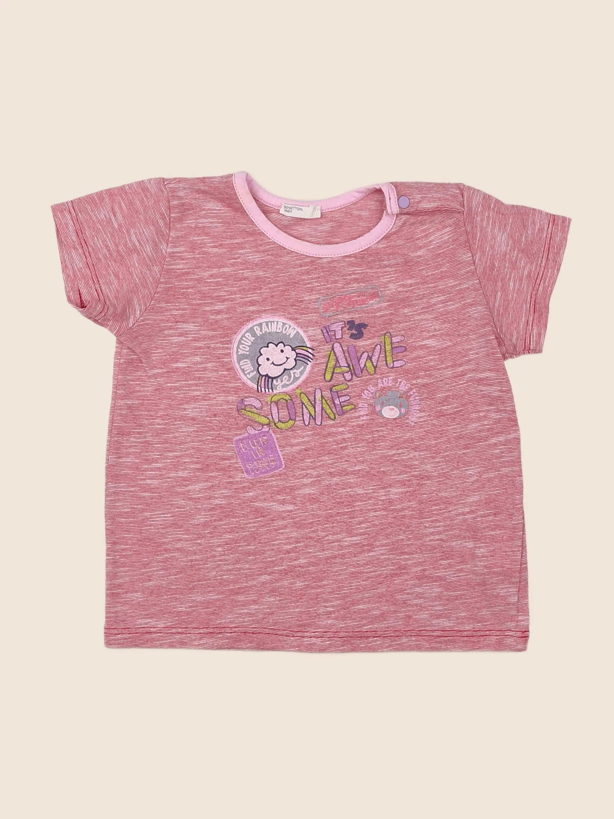 Benetton - tee-shirt rose - 9/12 mois