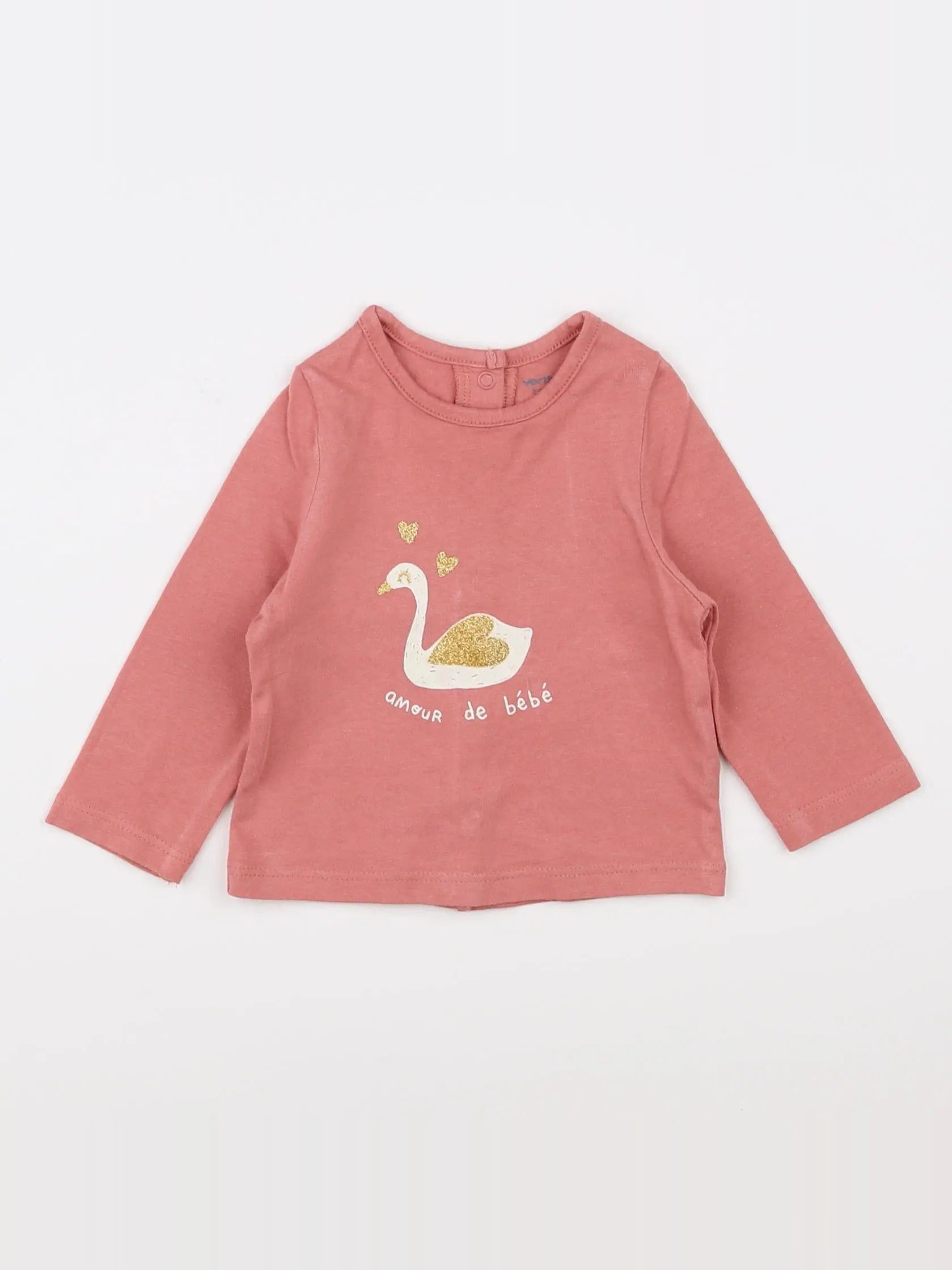 Vertbaudet - tee-shirt rose, or - 3 mois