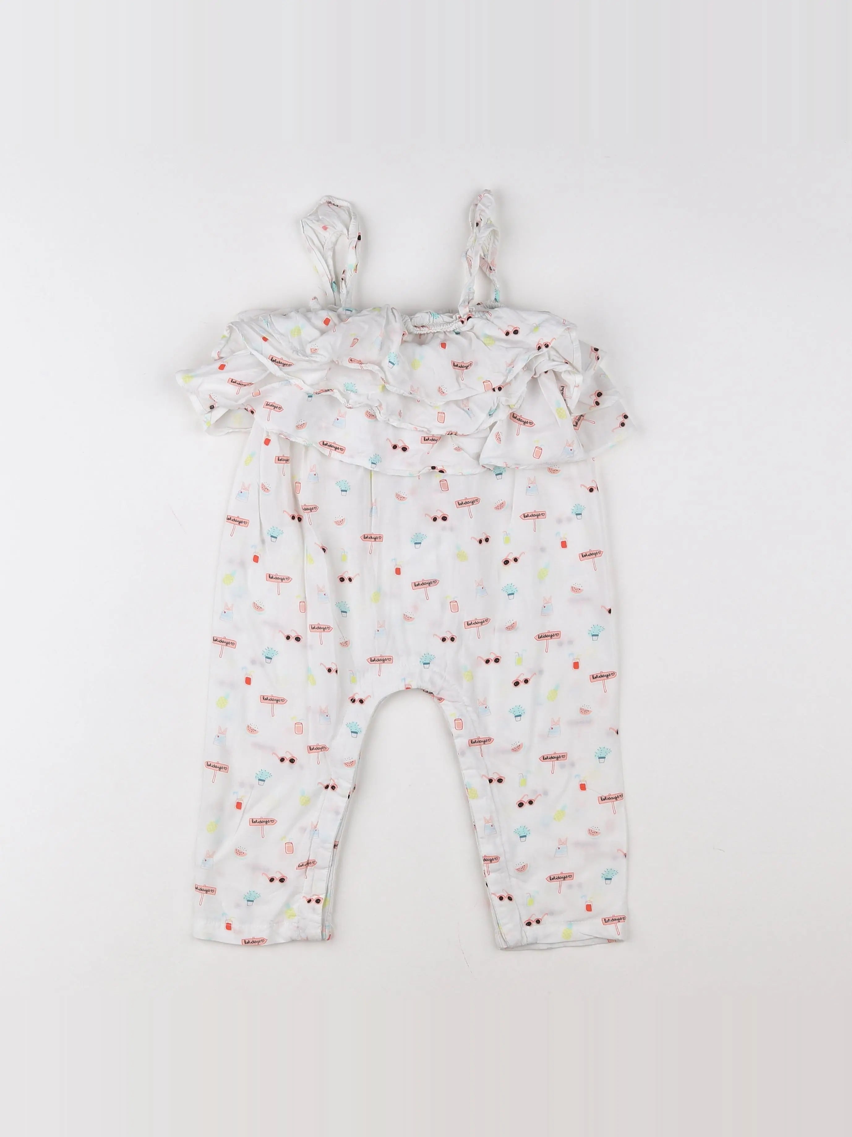 Vertbaudet - combinaison blanc, multicolore - 12/18 mois