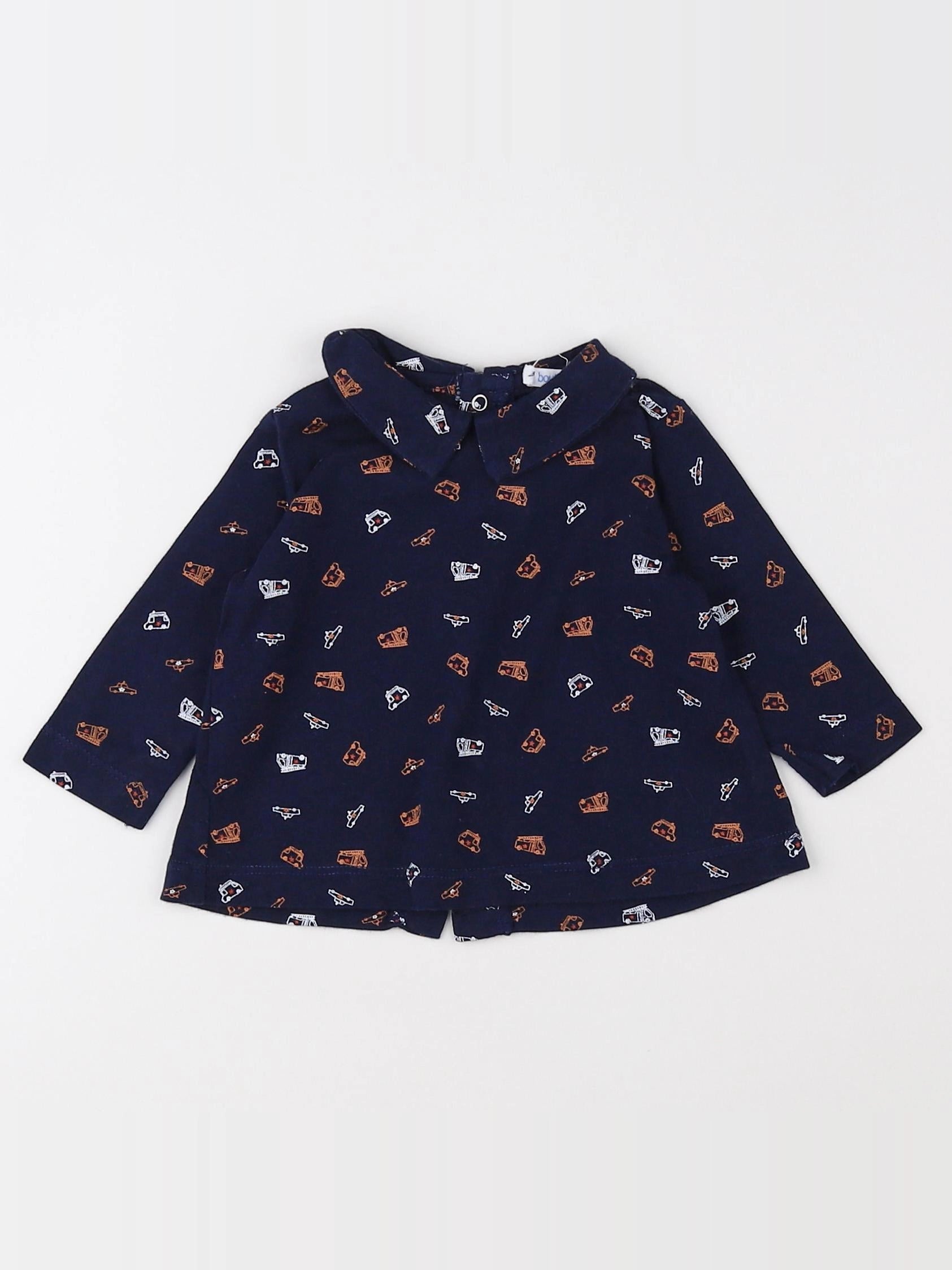 Boutchou - tee-shirt bleu, marron - 1 mois