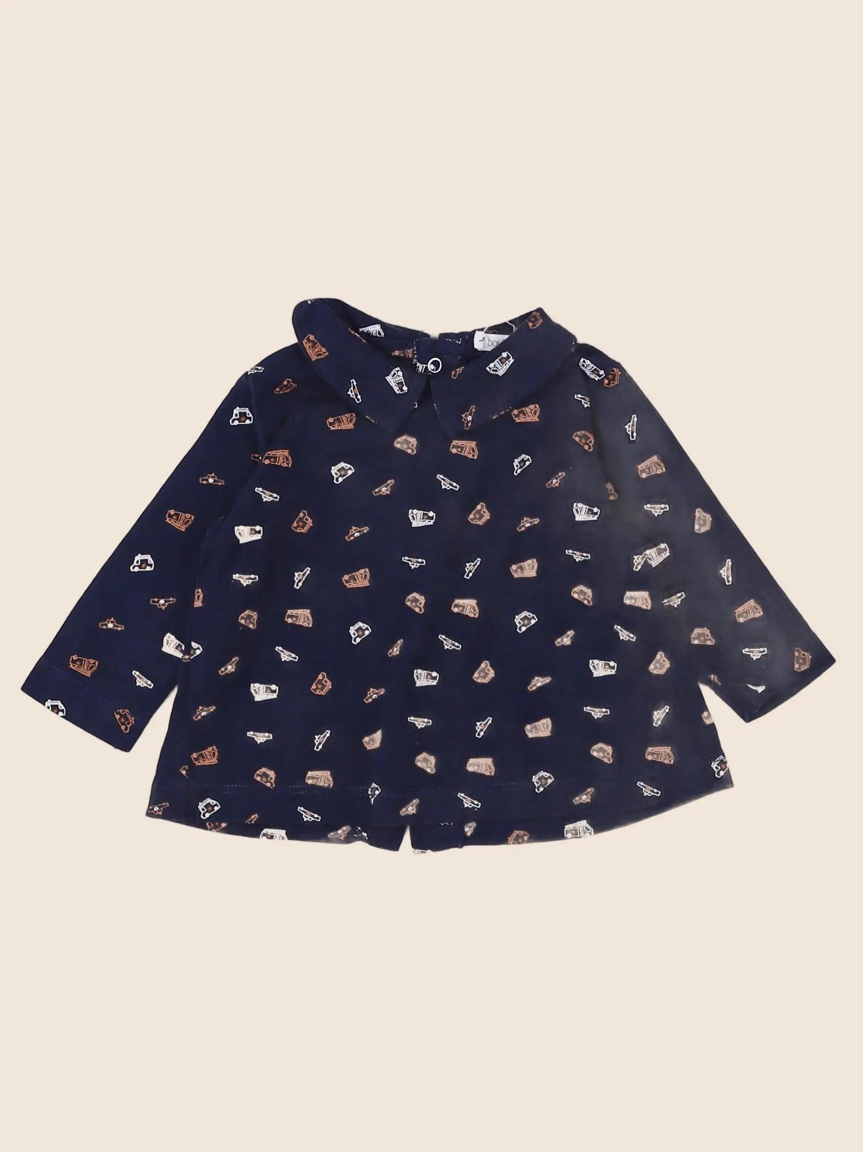 Boutchou - tee-shirt bleu, marron - 1 mois