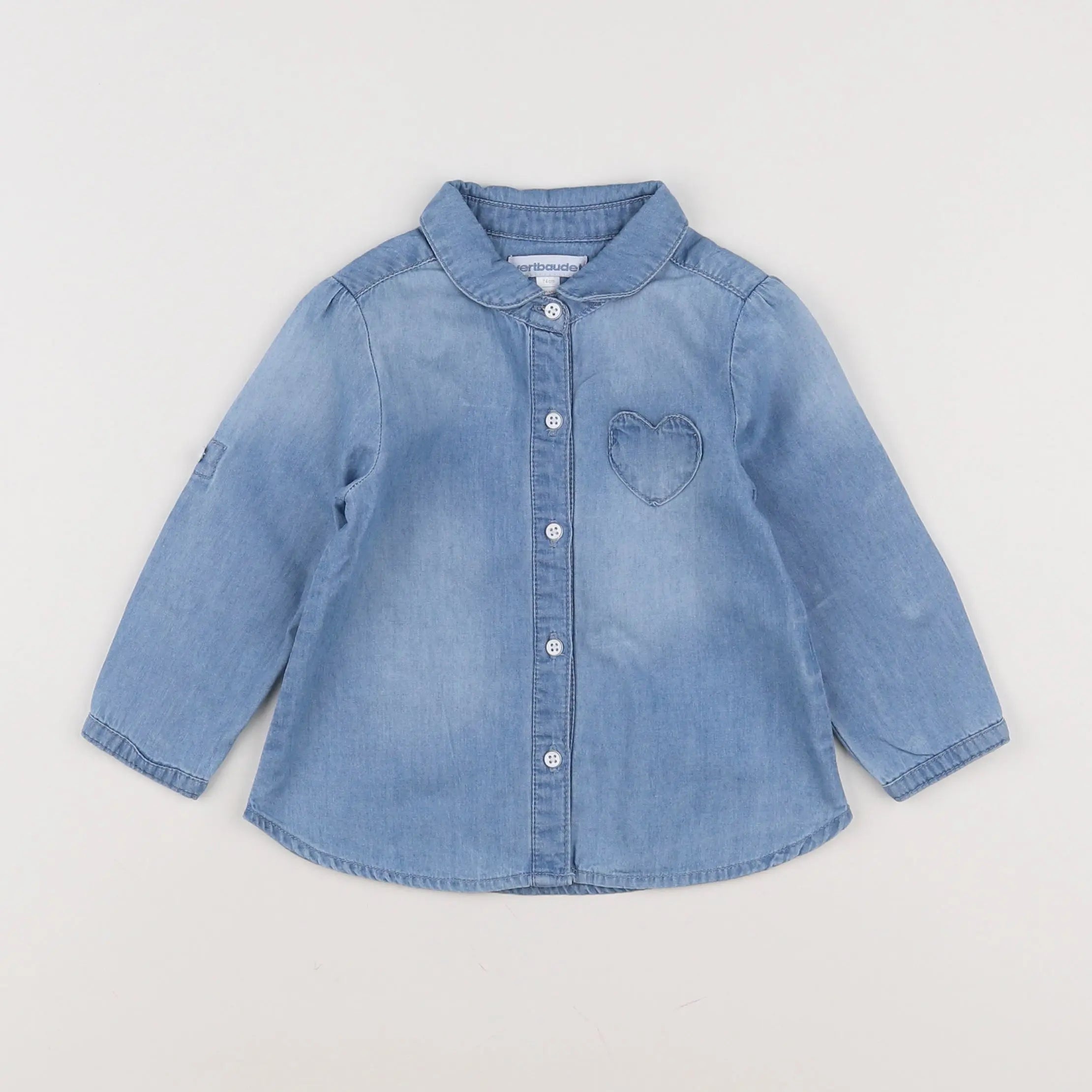 Vertbaudet - chemise bleu - 12 mois