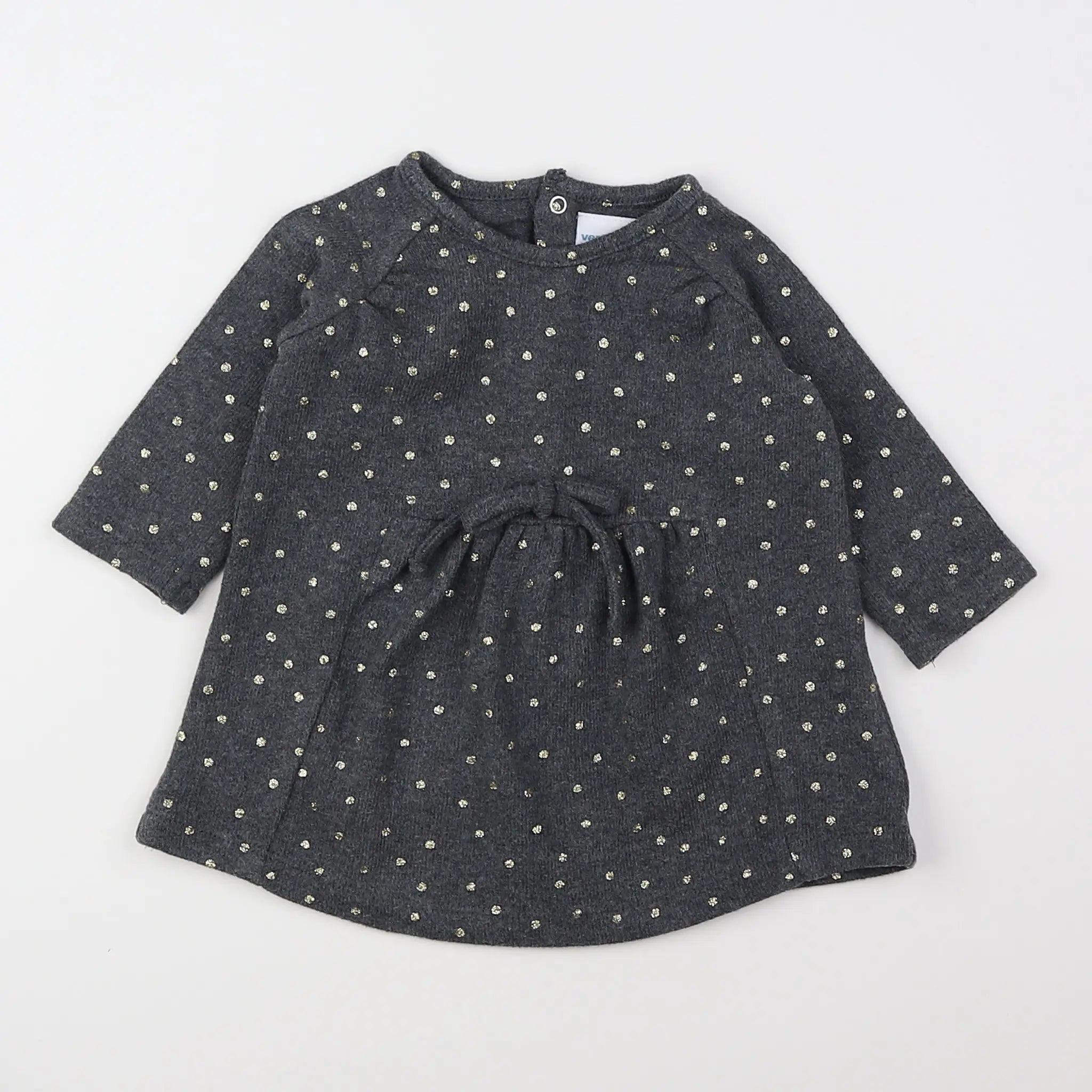 Vertbaudet - robe gris, or - 3 mois