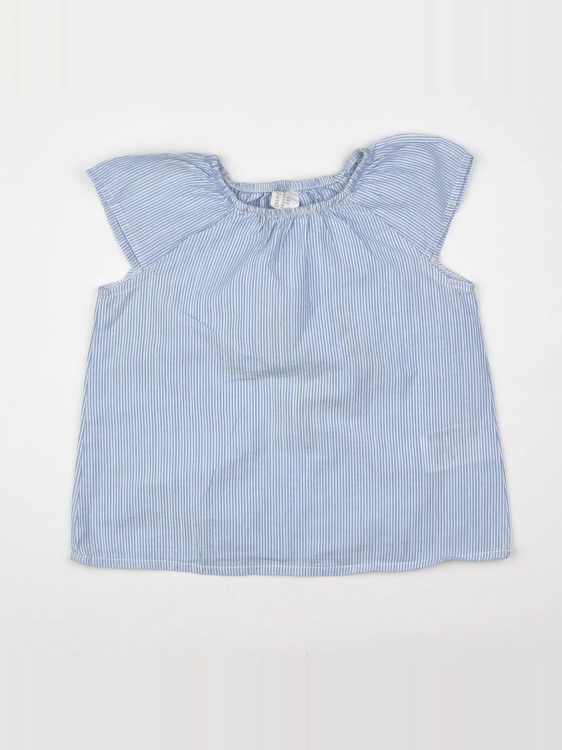 H&M - blouse bleu, argent - 12/18 mois