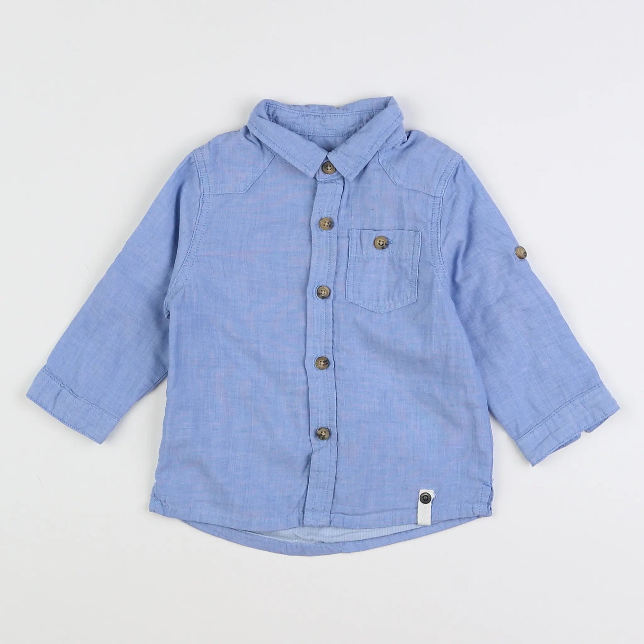 Vertbaudet - chemise bleu - 9 mois