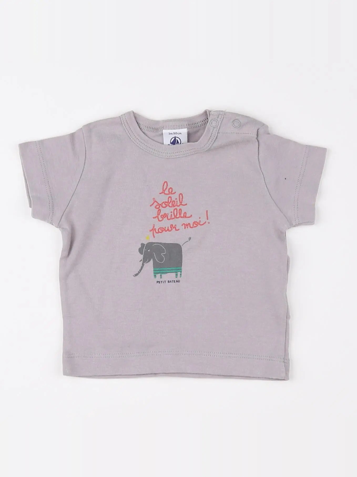 Petit Bateau - tee-shirt gris - 3 mois