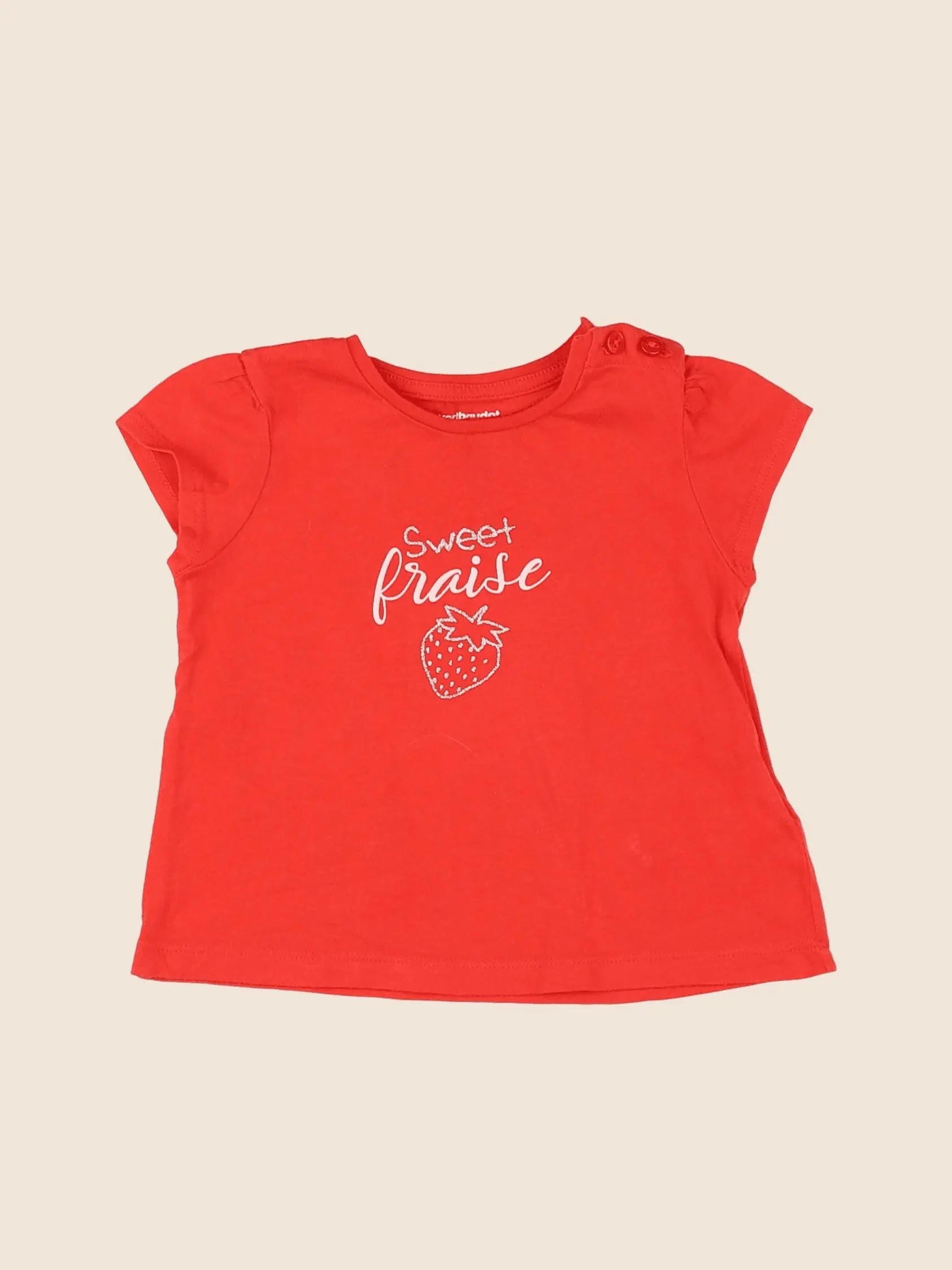 Vertbaudet - tee-shirt or, rouge - 9 mois