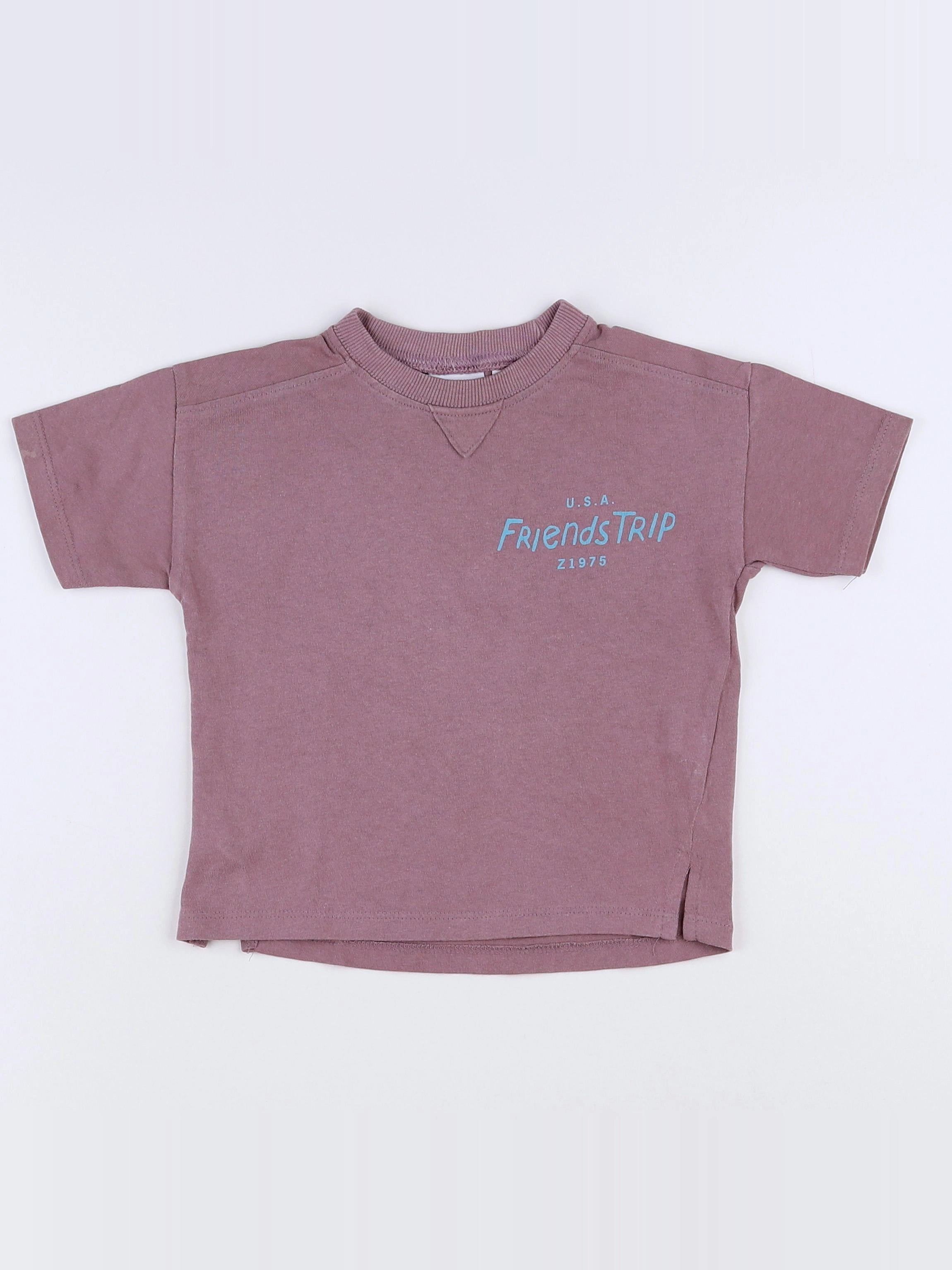 Zara - tee-shirt imprimé au dos violet - 9/12 mois