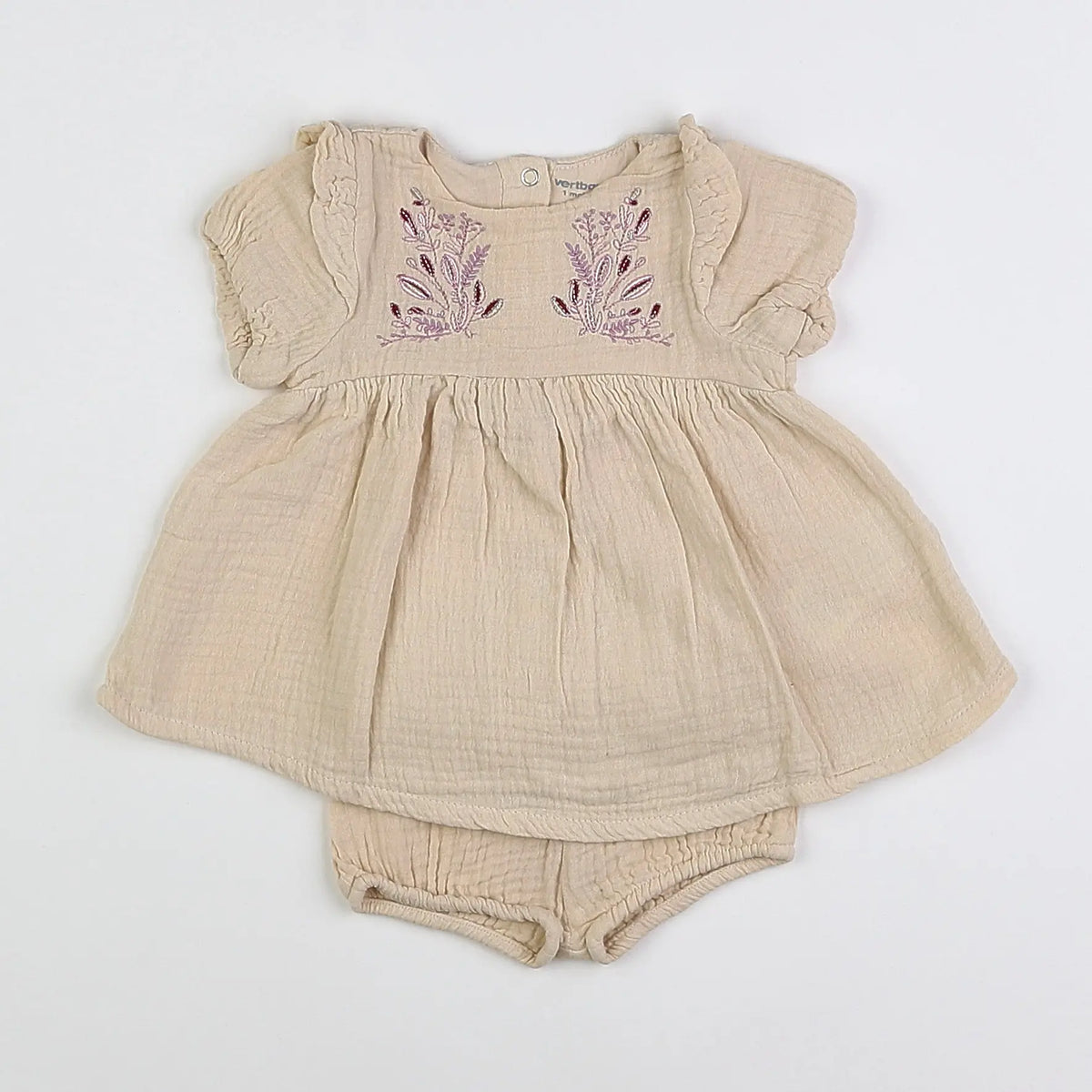 Vertbaudet - robe beige - 1 mois