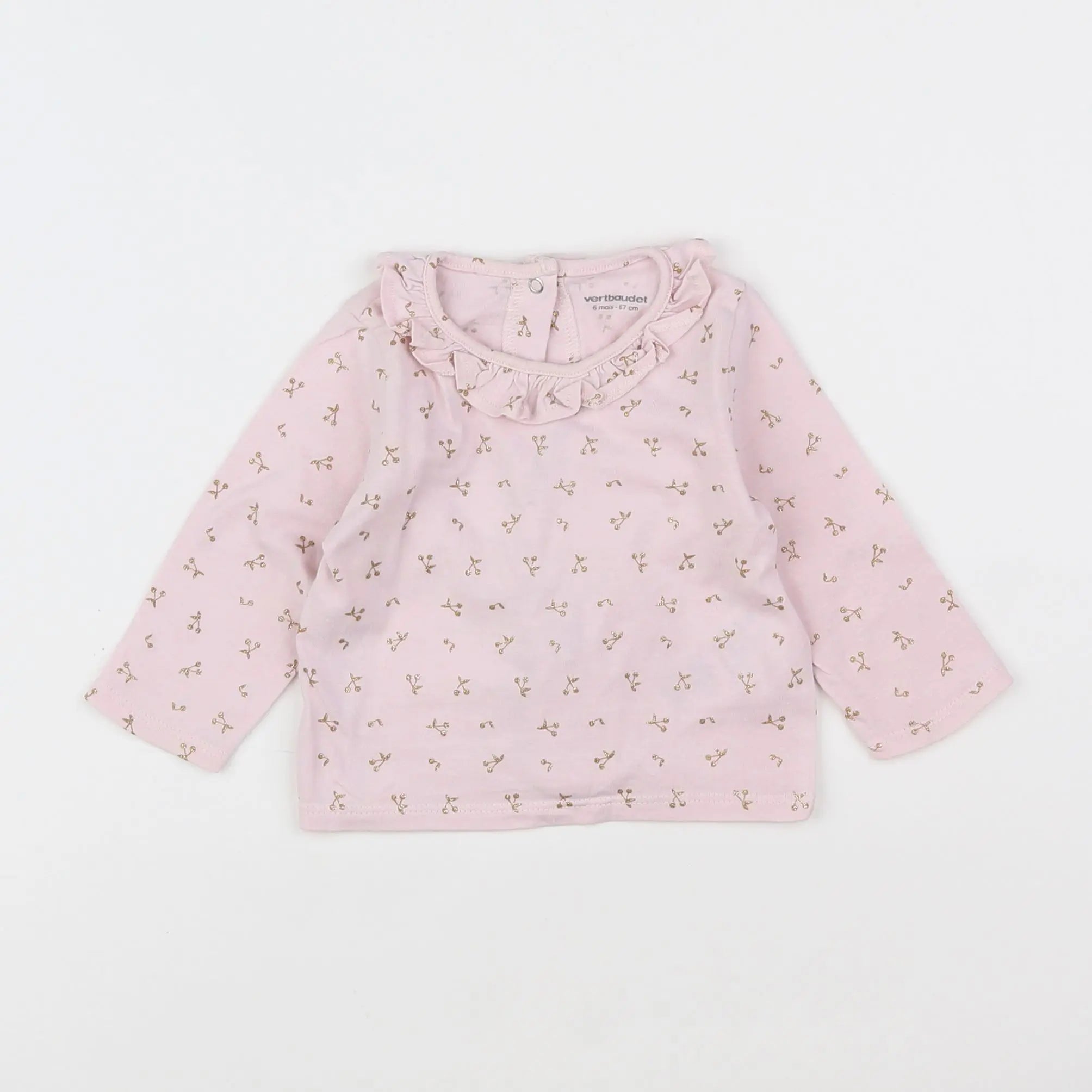 Vertbaudet - tee-shirt rose, or - 6 mois