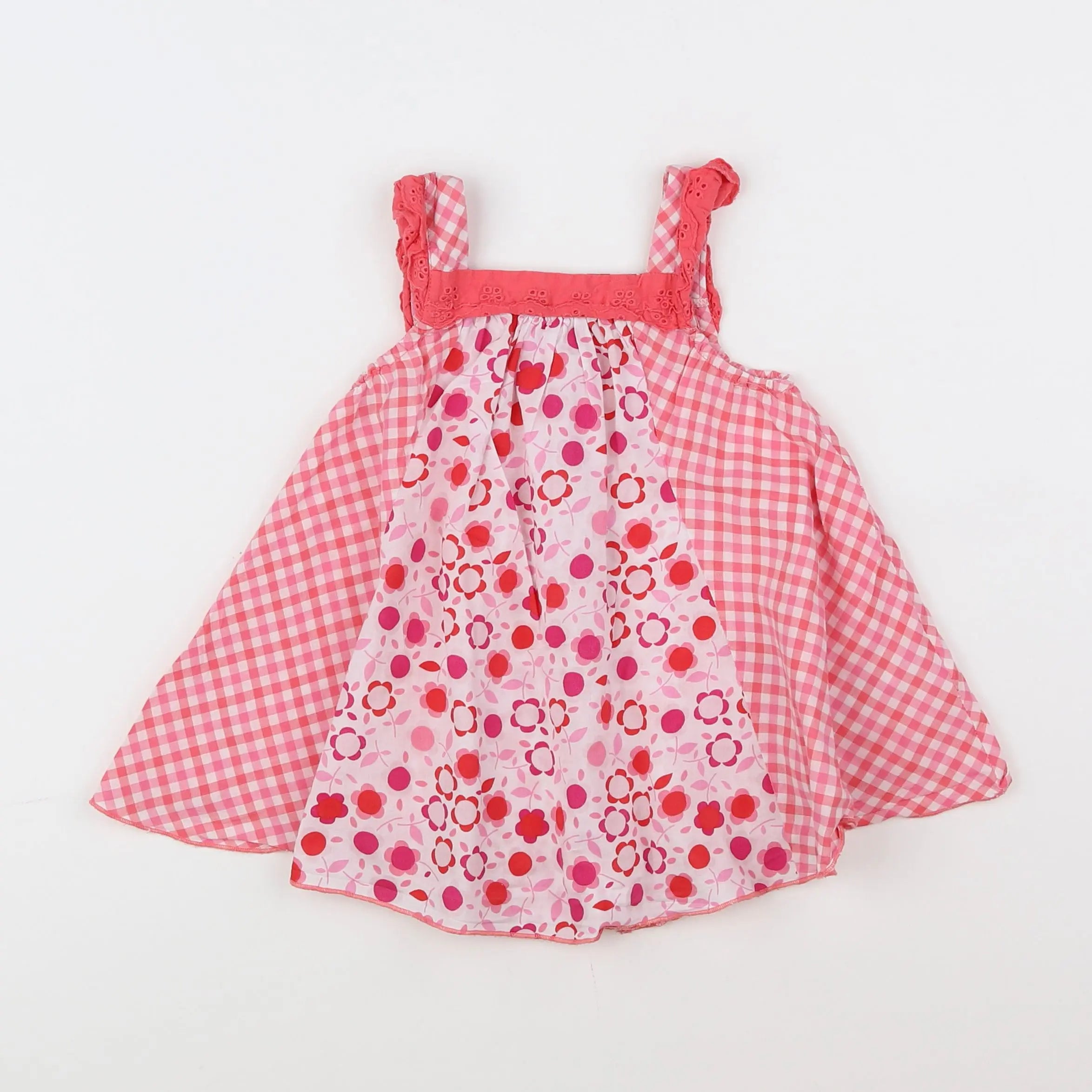 Vertbaudet - robe blanc, rose - 18 mois