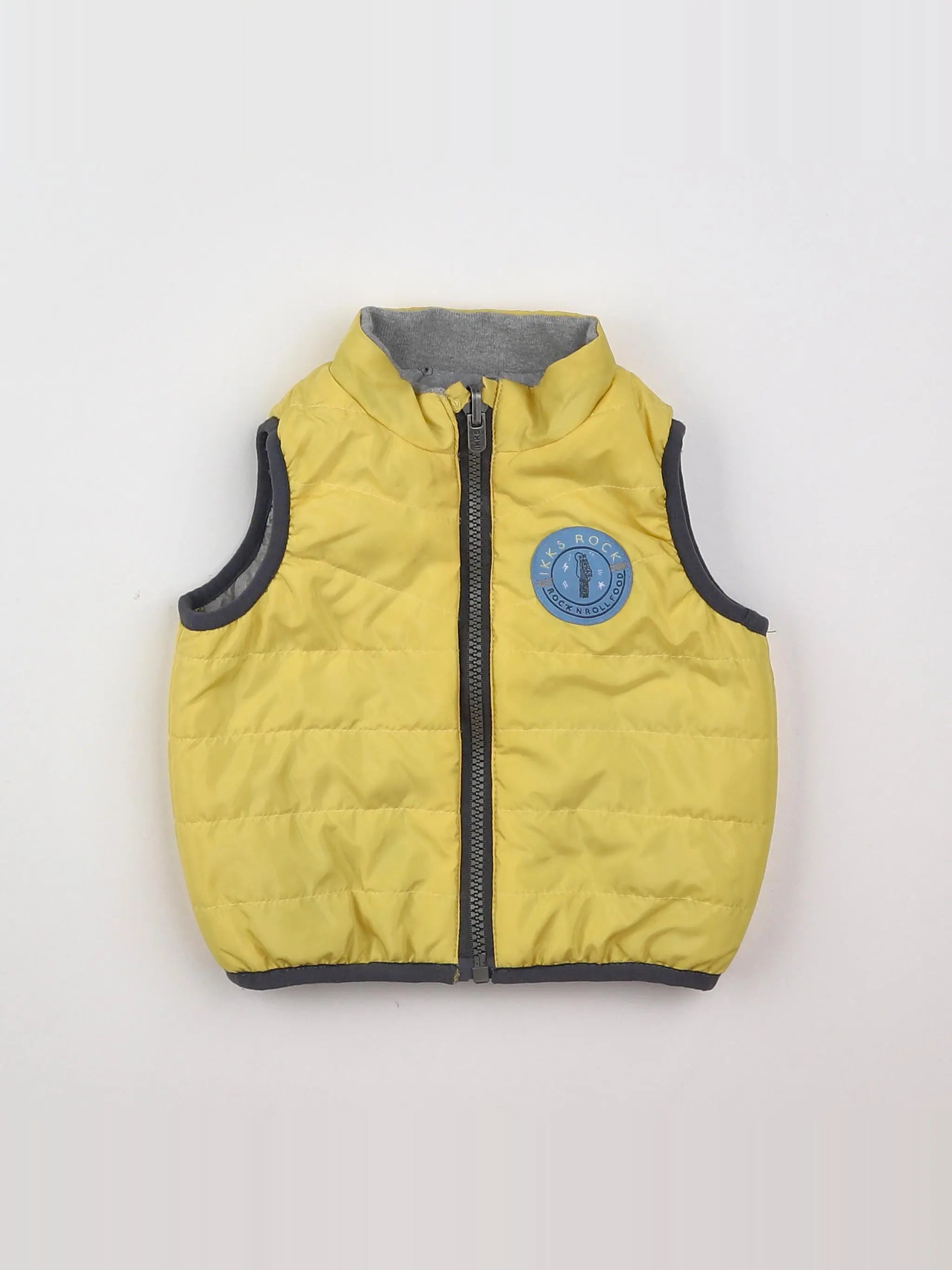 H&M - doudoune réversible gris, jaune - 12 mois