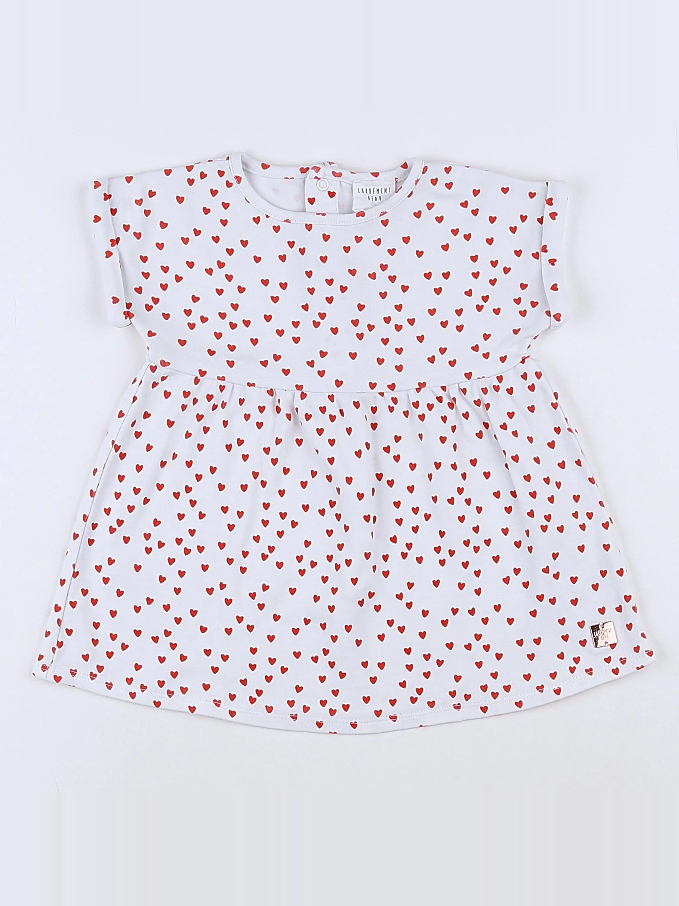 Carrément Beau - robe blanc, rouge - 9 mois