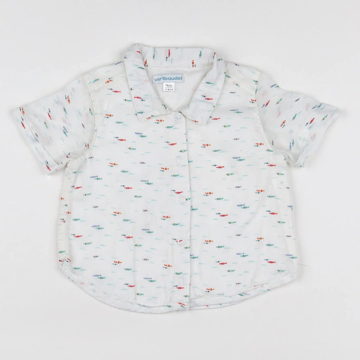Vertbaudet - chemise blanc, multicolore - 12 mois