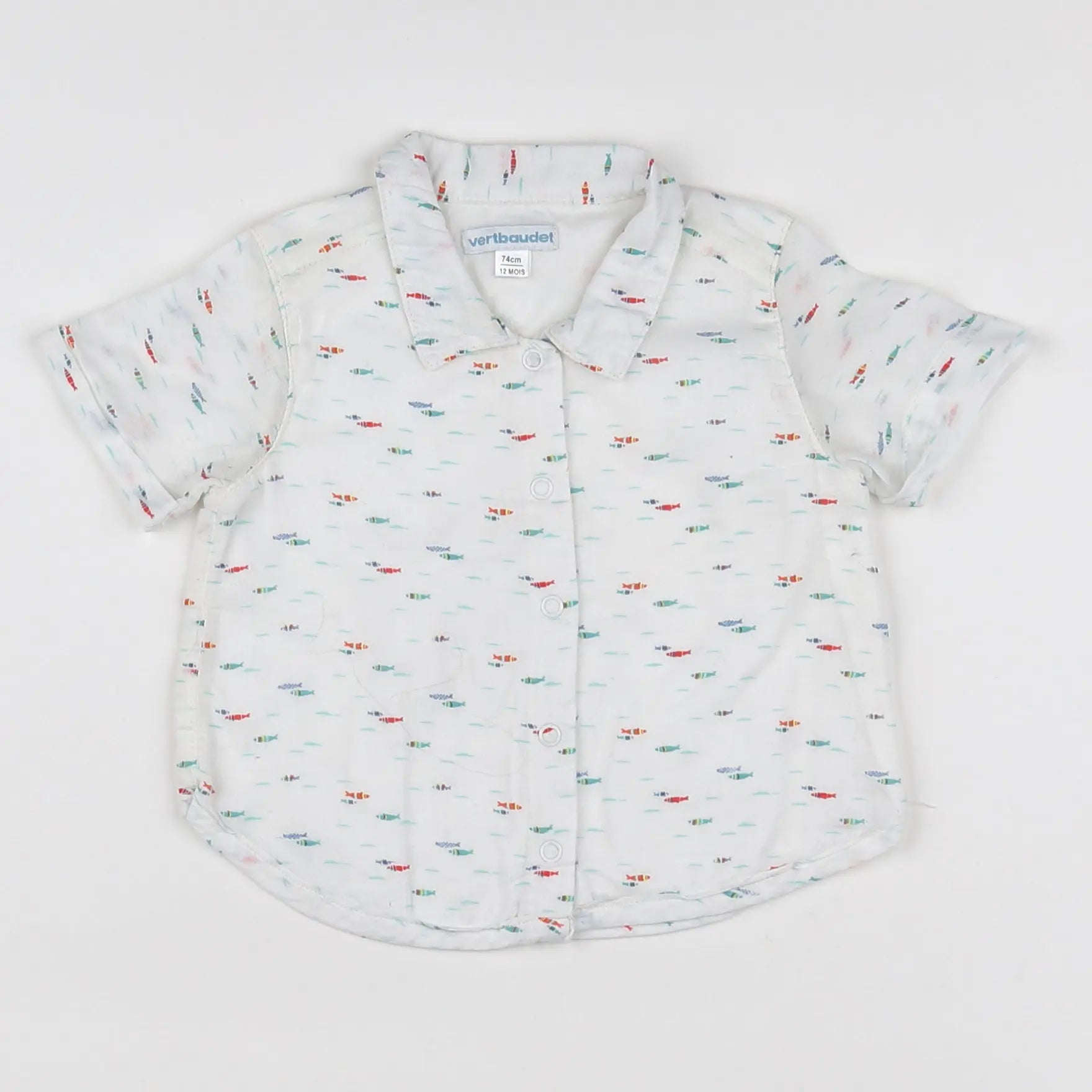 Vertbaudet - chemise blanc, multicolore - 12 mois