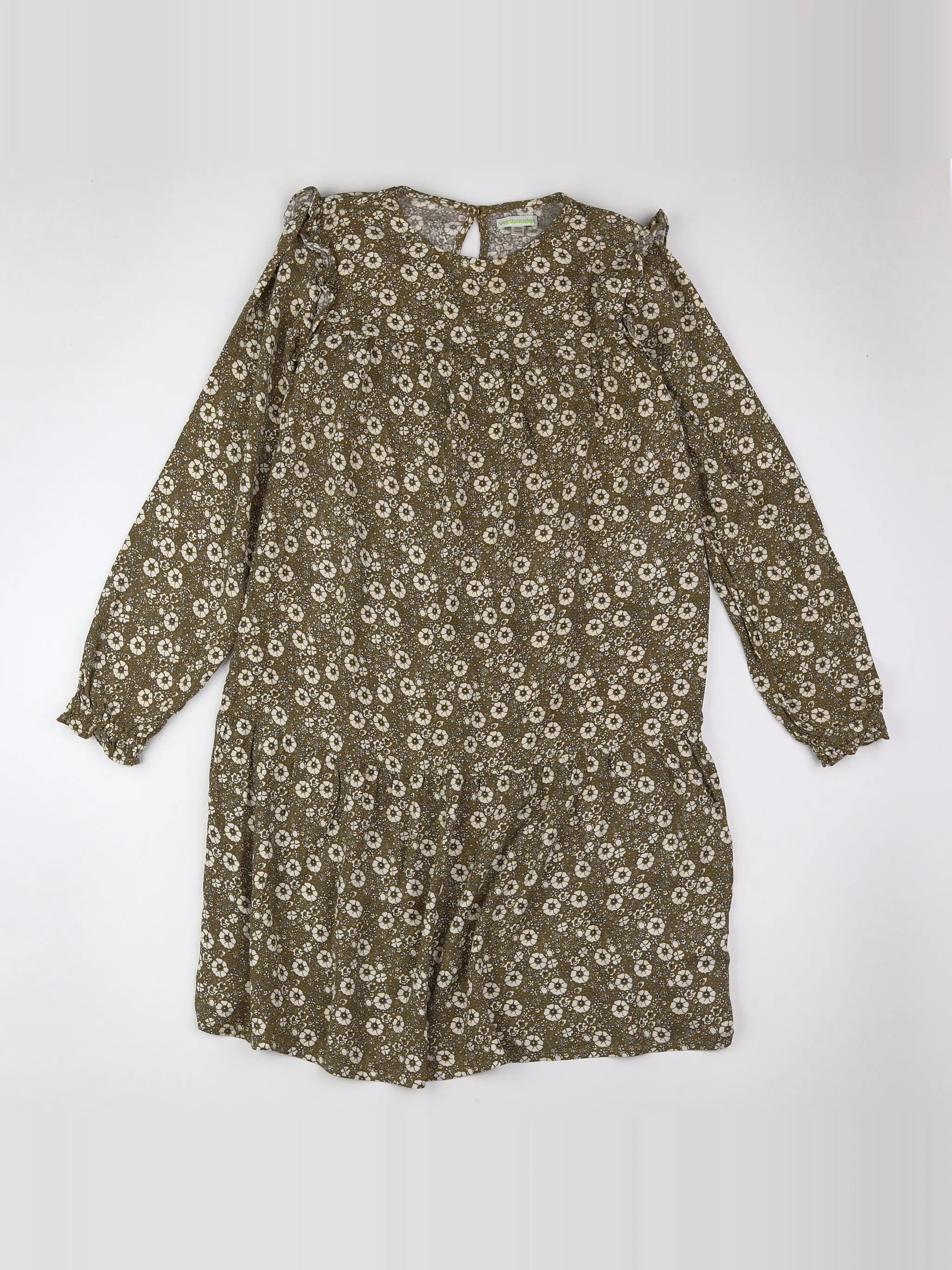 Vertbaudet - robe vert, beige - 12 ans