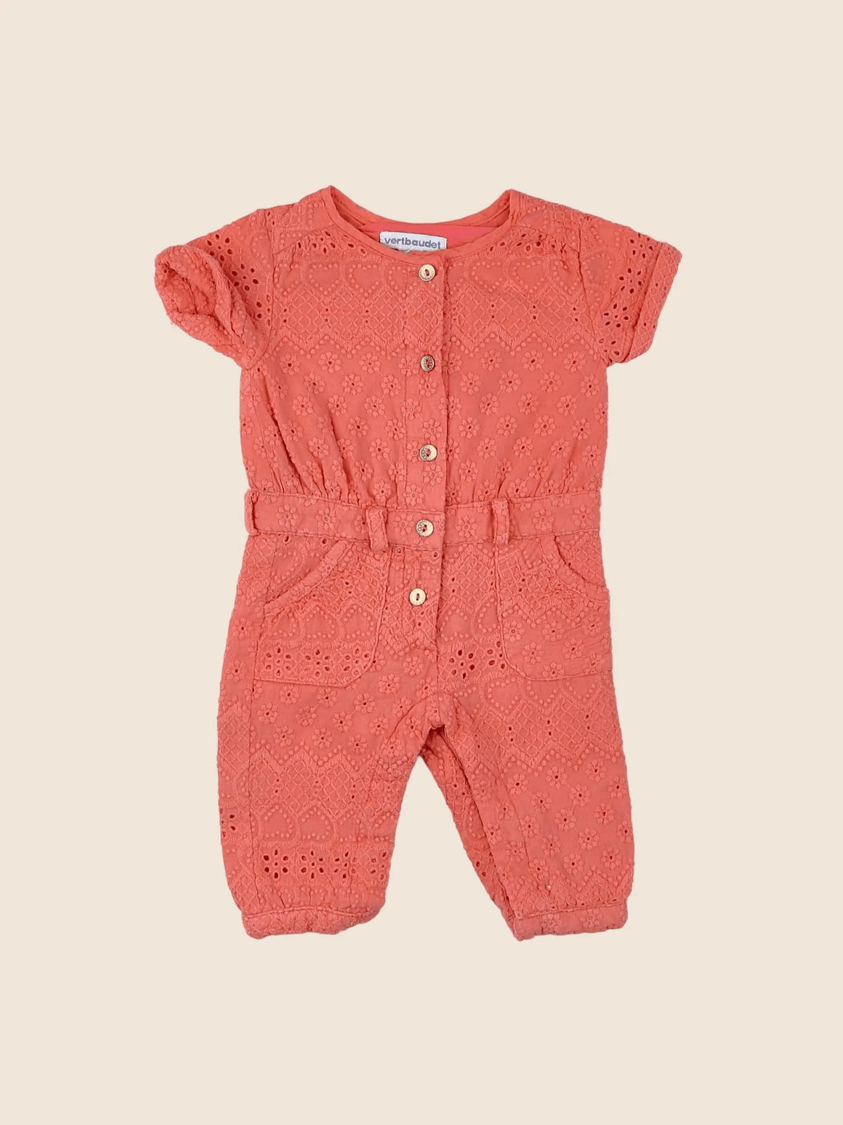 Vertbaudet - combinaison orange - 3 mois