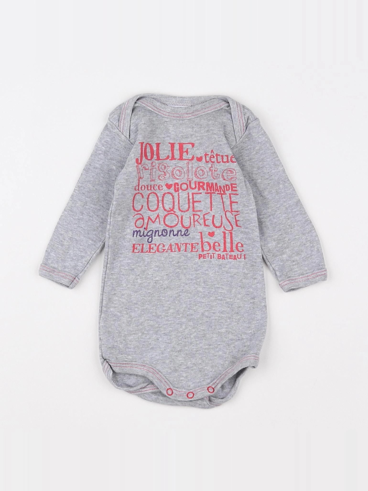 Petit Bateau - body gris - 3 mois