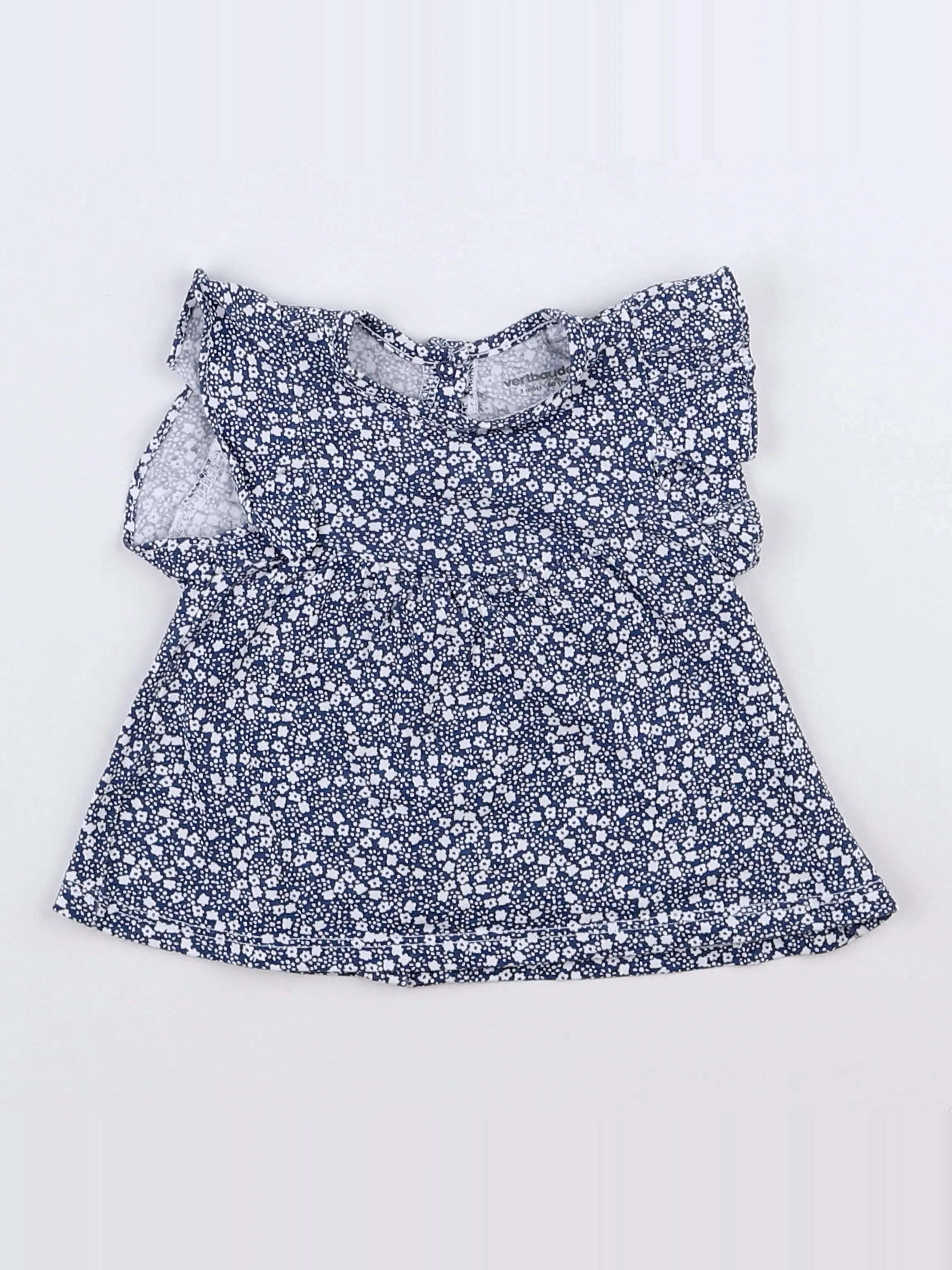 Vertbaudet - tee-shirt bleu, blanc - 3 mois